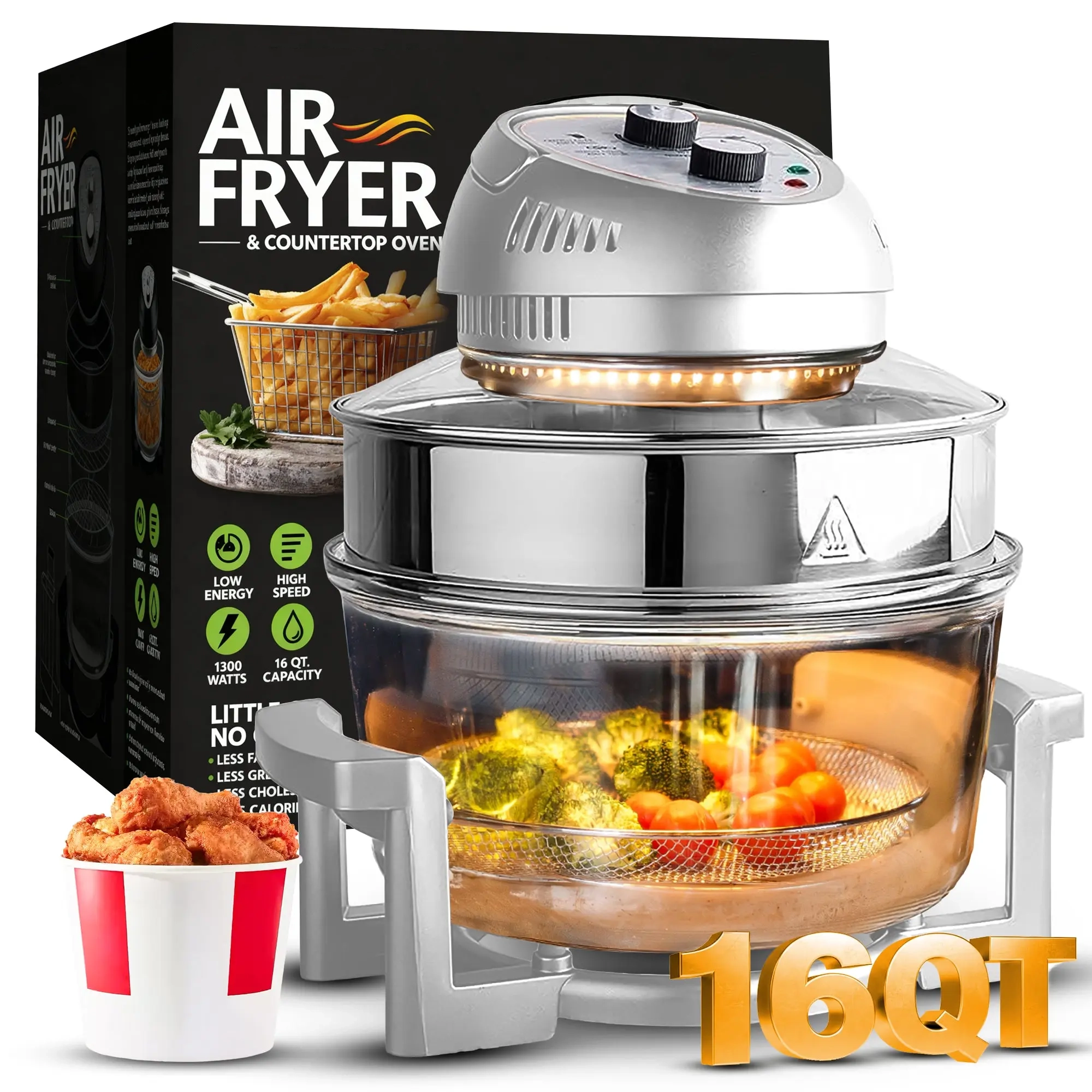Granitestone 16 Quart Extra Large Air Fryer - Oil-Less Crispy Cooking for Healthier Meals