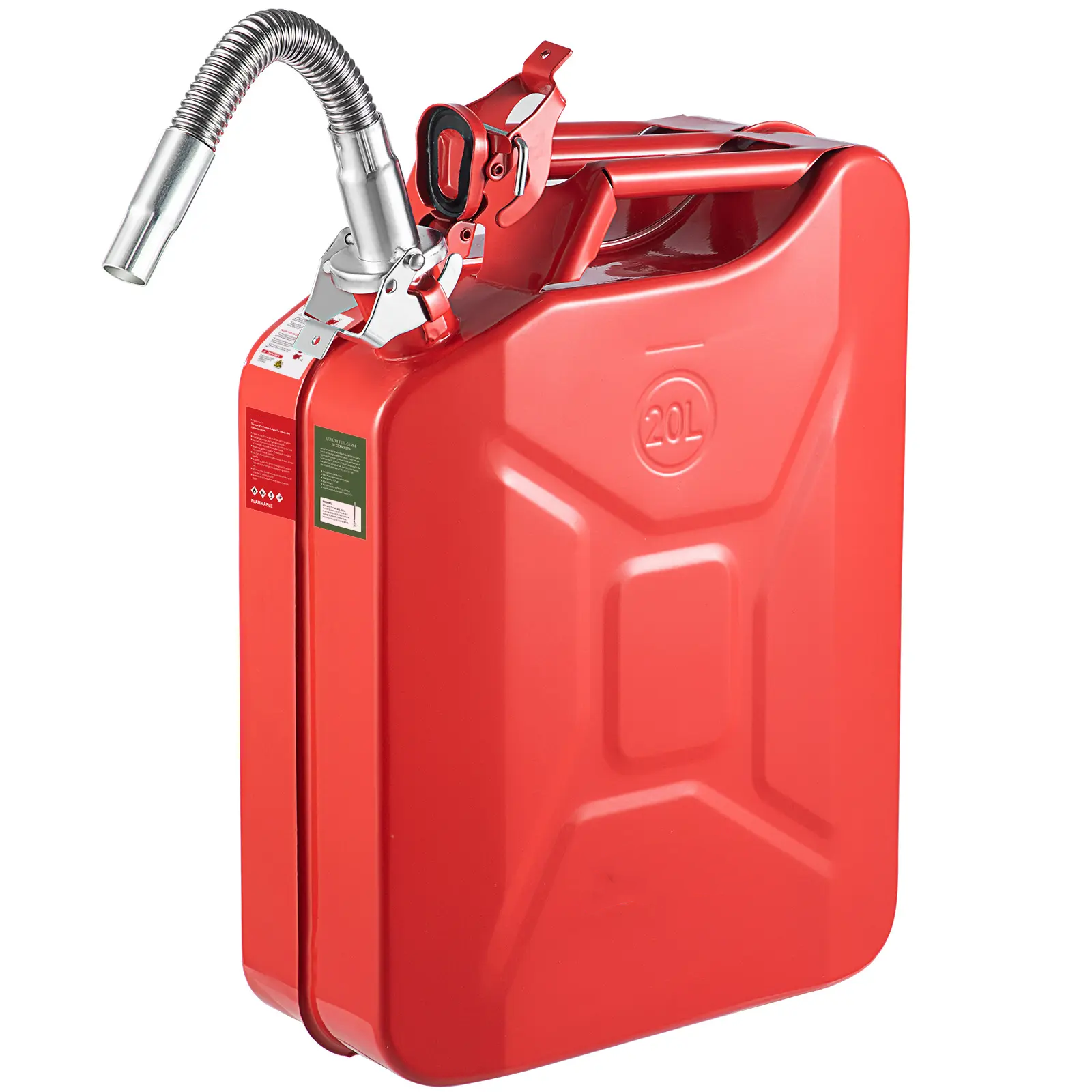 Jerry Fuel  Metal Fuel Container, Summervibes,Summervibes, 5.3 Gallon, Fuel Jerry Can with Spout and Comfort Handle, 6 L/min Max Flow Rate, Leakproof & Corrosion-resistant Metal Gas Tank Most Cars Motorcycle ATV UTV, Red, 2 Packs