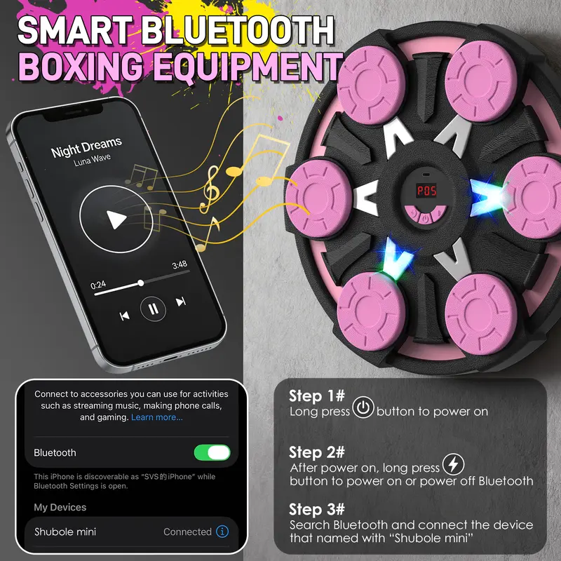 Music Boxing Machine for Kids & Adults - Wall Punching Pad with Lighting, 9-Speed Bluetooth Boxing Game with Gloves, Wall Mounted Exercise Equipment, 2026 Upgrade Boxing Equipment for Kids Age 6+ Protective Gear boxing gloves boxing equipment