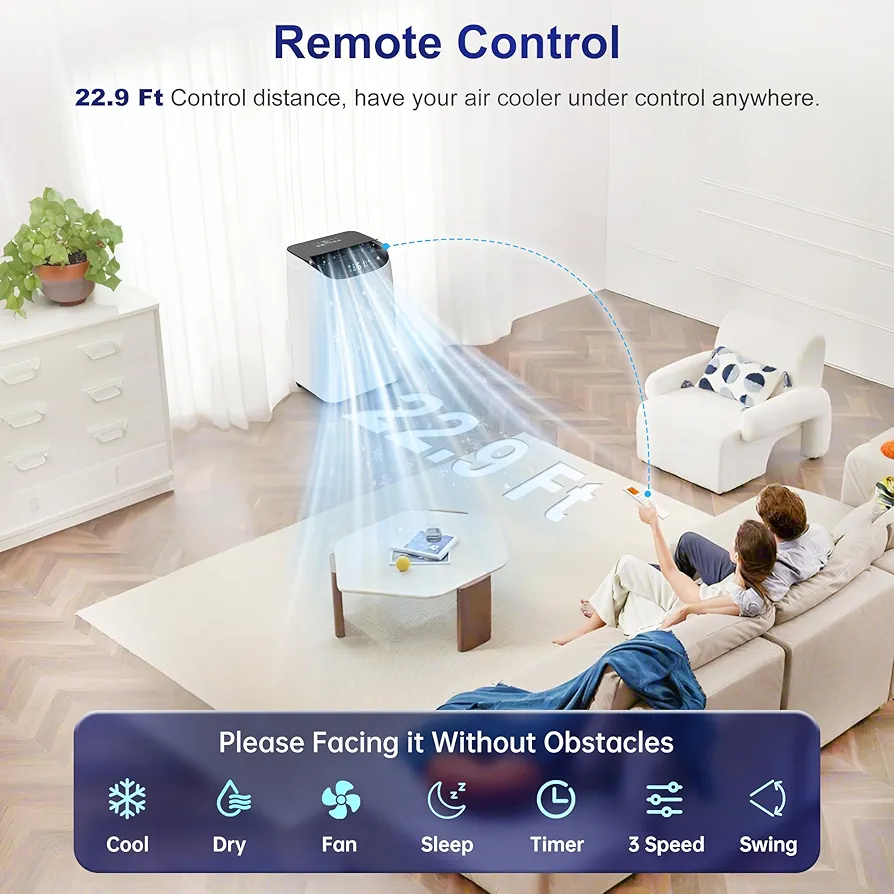 Inverter 16000BTU Portable Air Conditioners with Remote, Free Stand Cooling Portable AC Unit for Room up to 800 sq.ft, with Dehumidifier & Fan, Dual Hose, Quiet Sleep Mode(35dB), Windows Kit