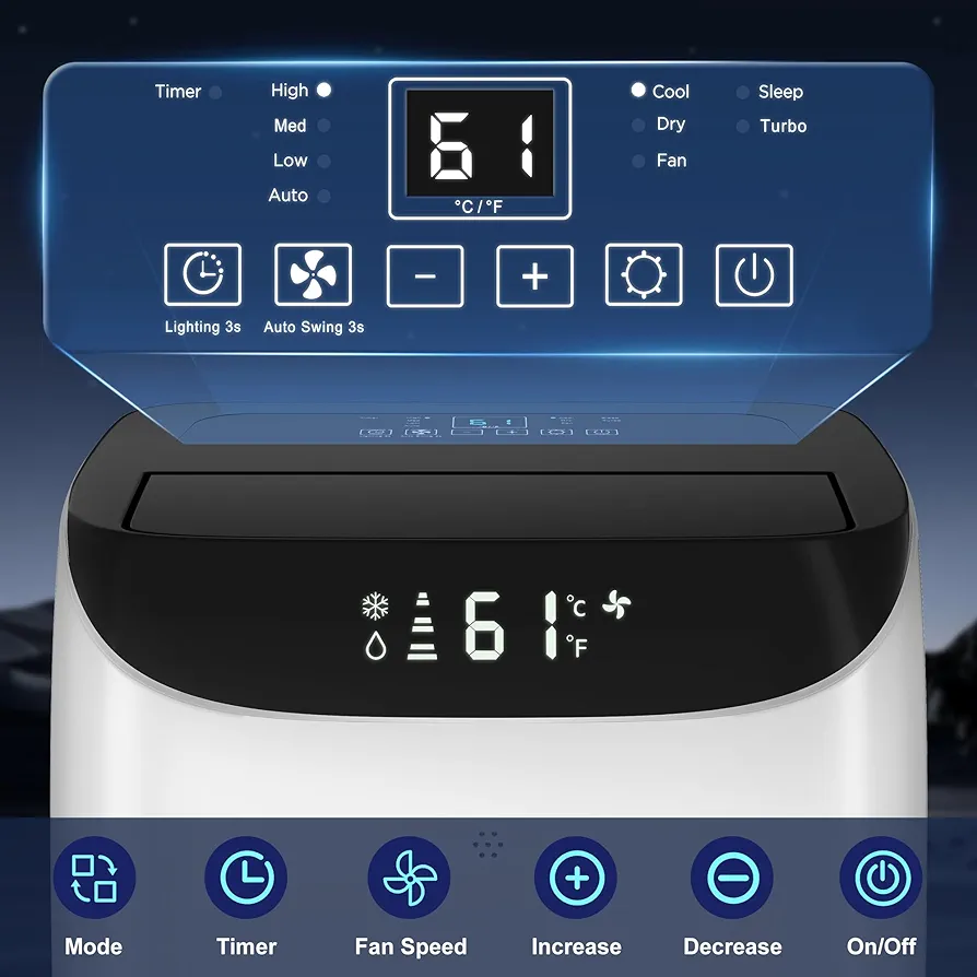Inverter 16000BTU Portable Air Conditioners with Remote, Free Stand Cooling Portable AC Unit for Room up to 800 sq.ft, with Dehumidifier & Fan, Dual Hose, Quiet Sleep Mode(35dB), Windows Kit