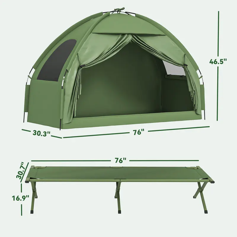 2-in-1 Foldable Camping Cot with Tent & Mattress