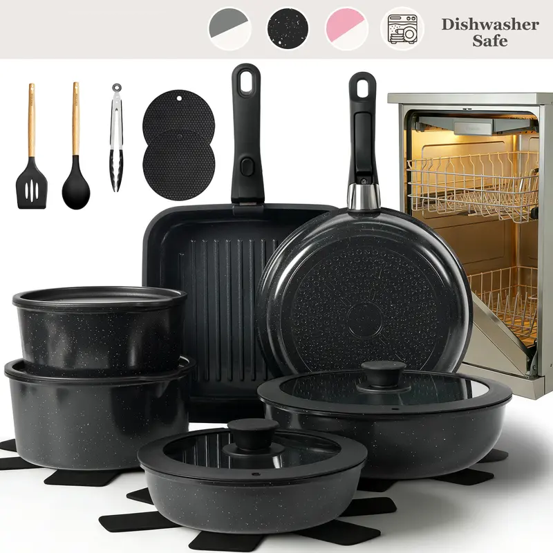 JJJSHOP Non-Toxic Ceramic Cookware Set - 22pcs