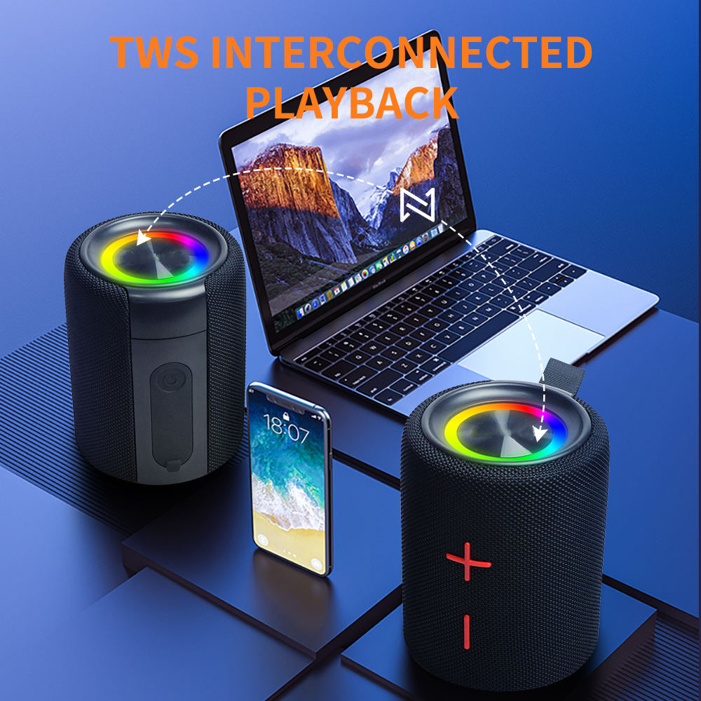 2-in-1 Bluetooth Speaker – Dual-Section Stereo Design, 20W Sound, Waterproof Magnetic Wireless Speaker with 24-Hour Playtime – Perfect for Smartphones & Summer Outdoor Fun