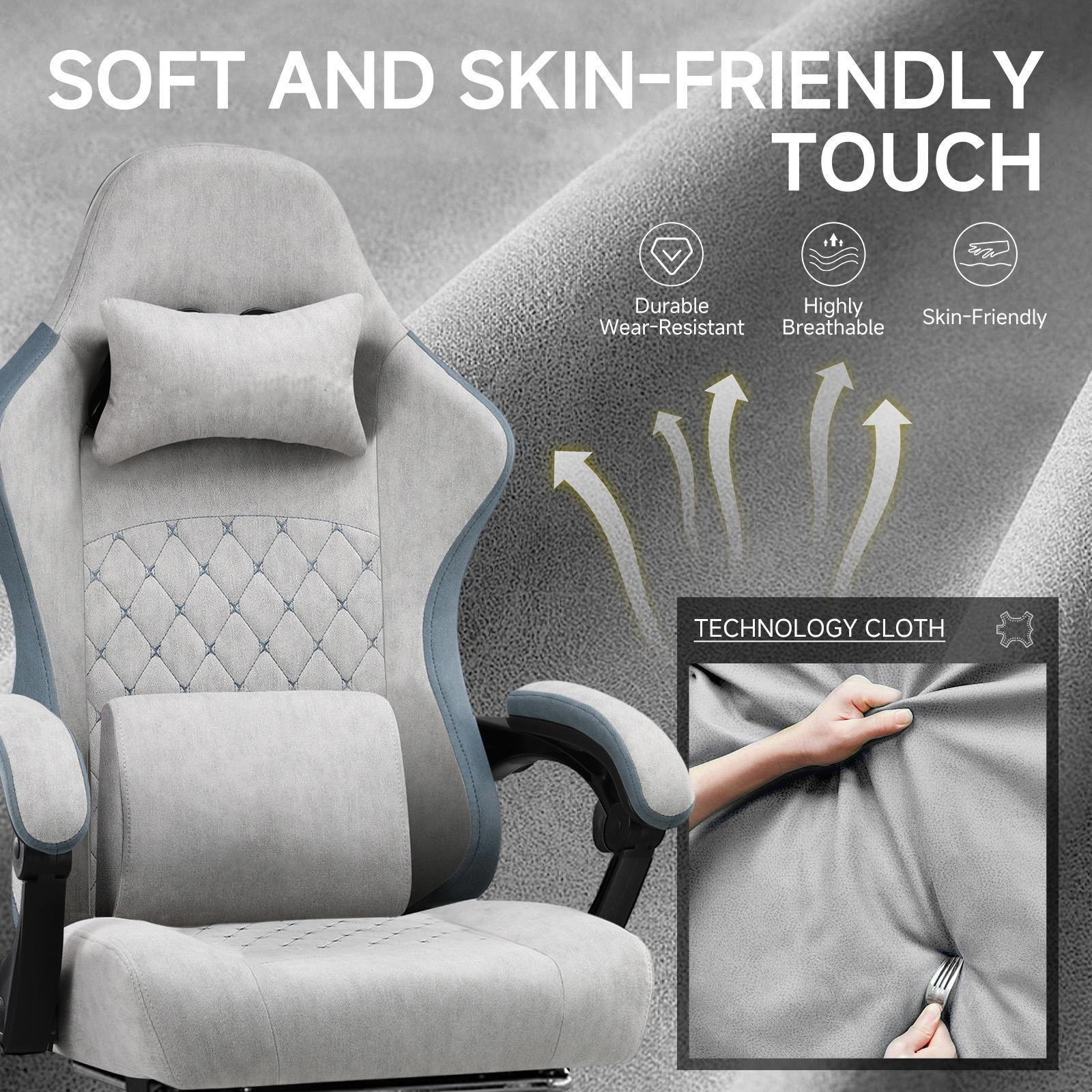 Gaming chair full product view in room setting