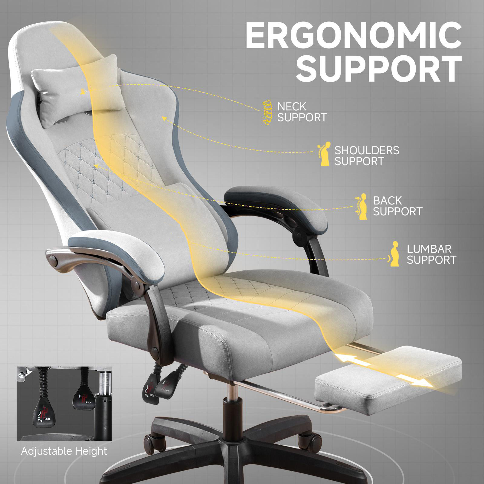 Gaming chair side detail with armrest and cushion