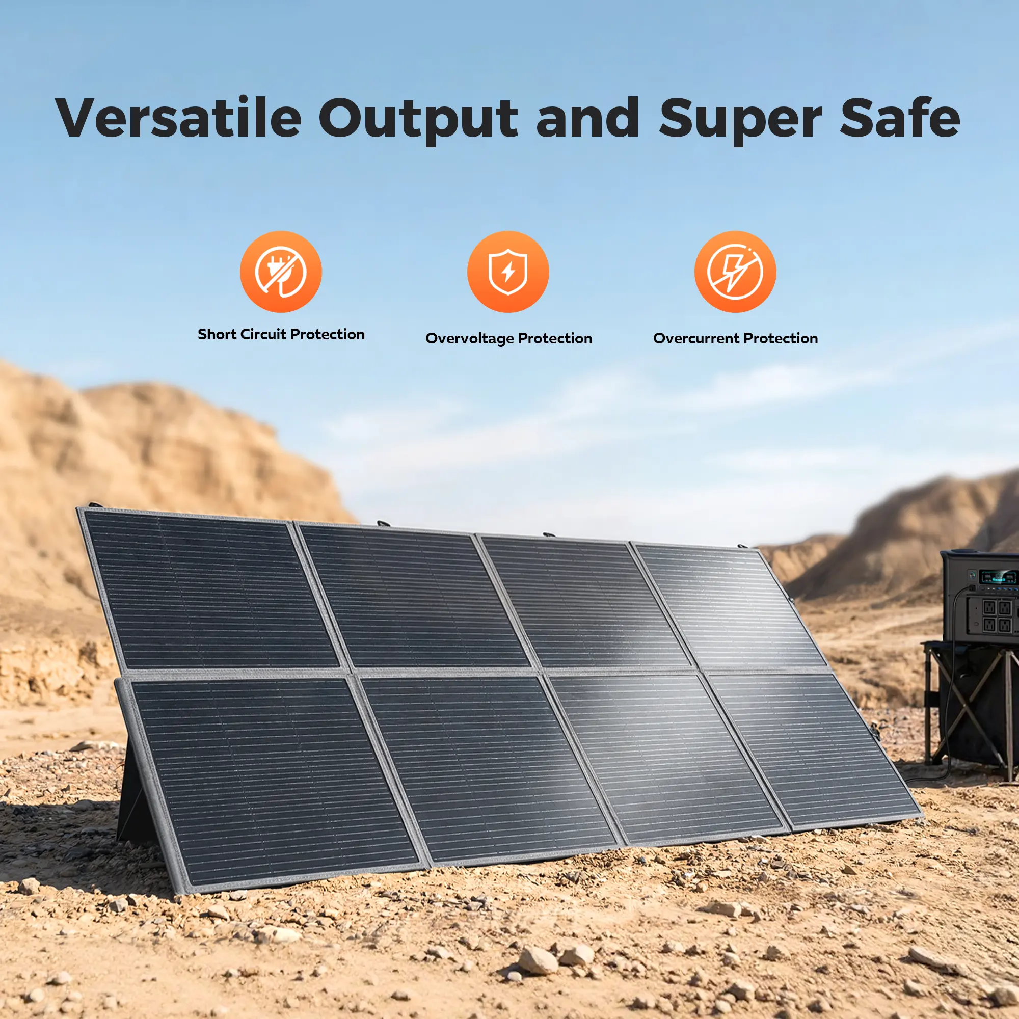 400W Foldable Solar Panel 41V 10A - Portable Off-Grid Charger for Camping RV & Home Backup, 23.5% ETFE High-Efficiency, Waterproof Dust-Resistant, Adjustable 8F Bracket, XT60/Anderson Ready