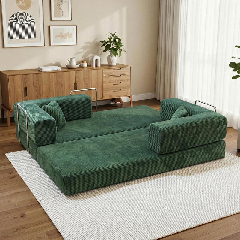 78-108'' Sofa Bed Cloud Couch Corduroy Upholstered Sectional Convertible Multi-Functional Floor Sofa for Living Room & Apartment Furniture