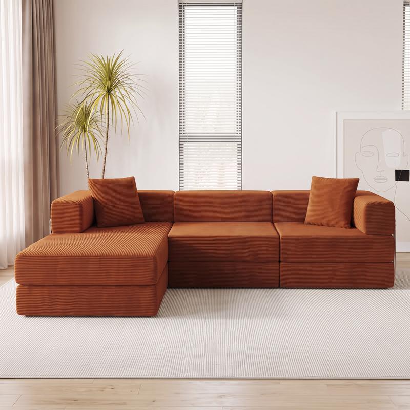 78-108'' Sofa Bed Cloud Couch Corduroy Upholstered Sectional Convertible Multi-Functional Floor Sofa for Living Room & Apartment Furniture
