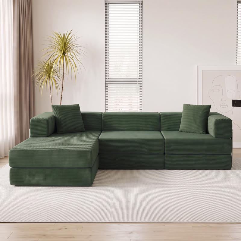 78-108'' Sofa Bed Cloud Couch Corduroy Upholstered Sectional Convertible Multi-Functional Floor Sofa for Living Room & Apartment Furniture