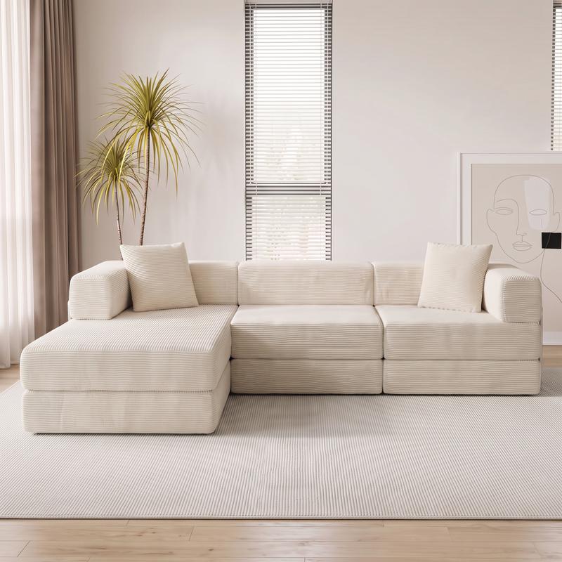 78-108'' Sofa Bed Cloud Couch Corduroy Upholstered Sectional Convertible Multi-Functional Floor Sofa for Living Room & Apartment Furniture