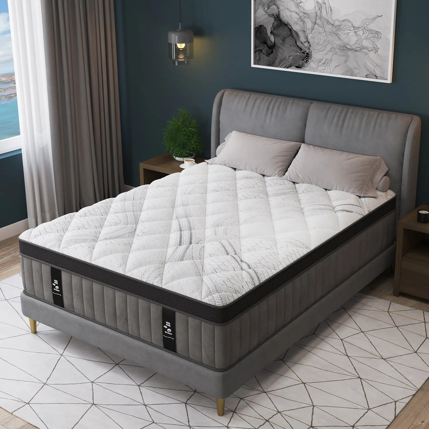 Gel Memory Foam Hybrid Mattress 12/14in Euro Top Medium-Firm
