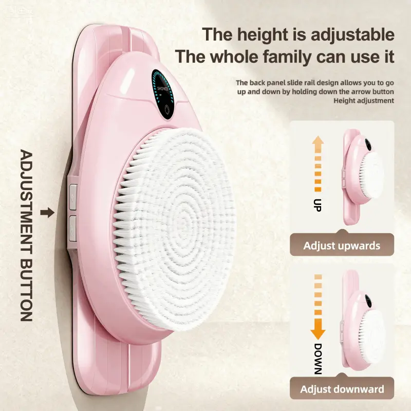 LIVEFULL Smart Wall Mounted Exfoliating Brush,Smart Electric Shower Brush for Body - Wall Mounted Back Scrubber with 3 Speeds & 360° Rotation, Rechargeable Exfoliating Brush with Soft Bristles, Hands-Free Deep Cleansing for Men & Women