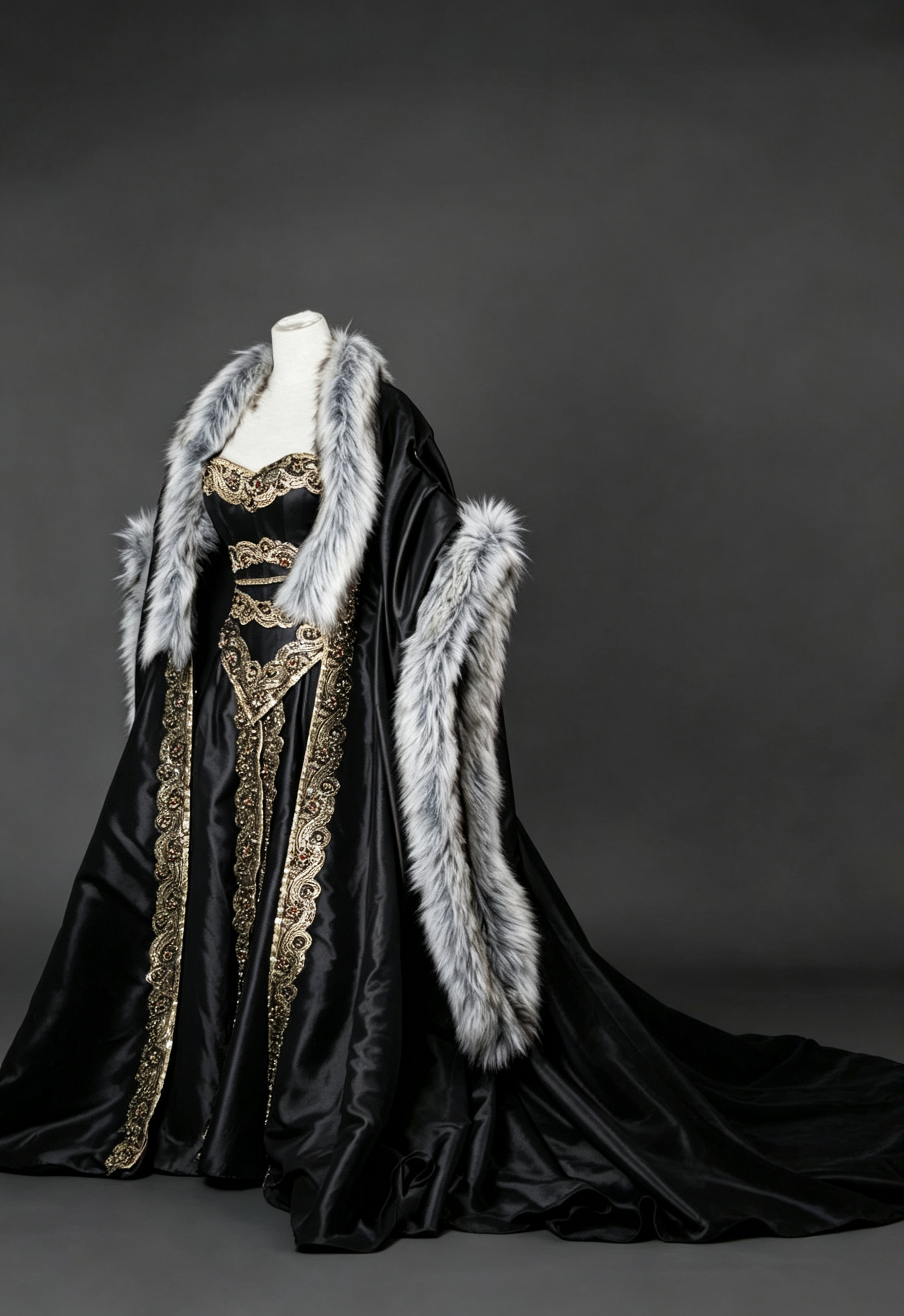 Dreamy dress Queen Gown With Fur Cloak