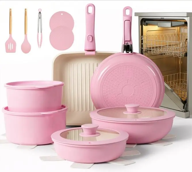 JJJSHOP Non-Toxic Ceramic Cookware Set - 22pcs