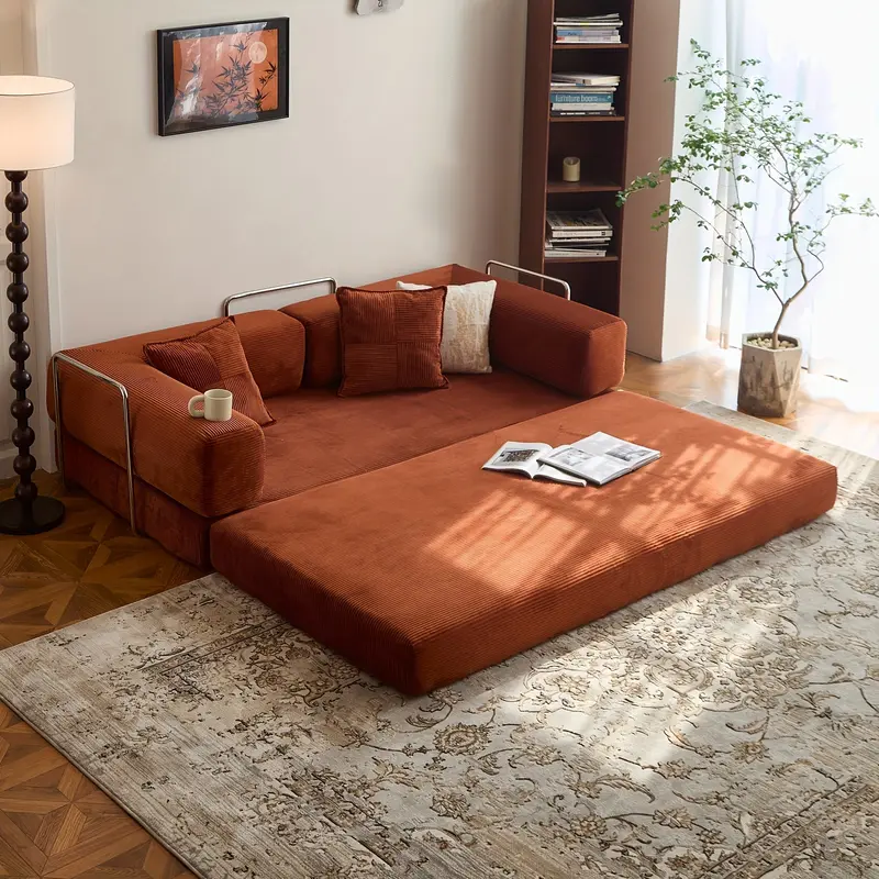 78-108'' Sofa Bed Cloud Couch Corduroy Upholstered Sectional Convertible Multi-Functional Floor Sofa for Living Room & Apartment Furniture
