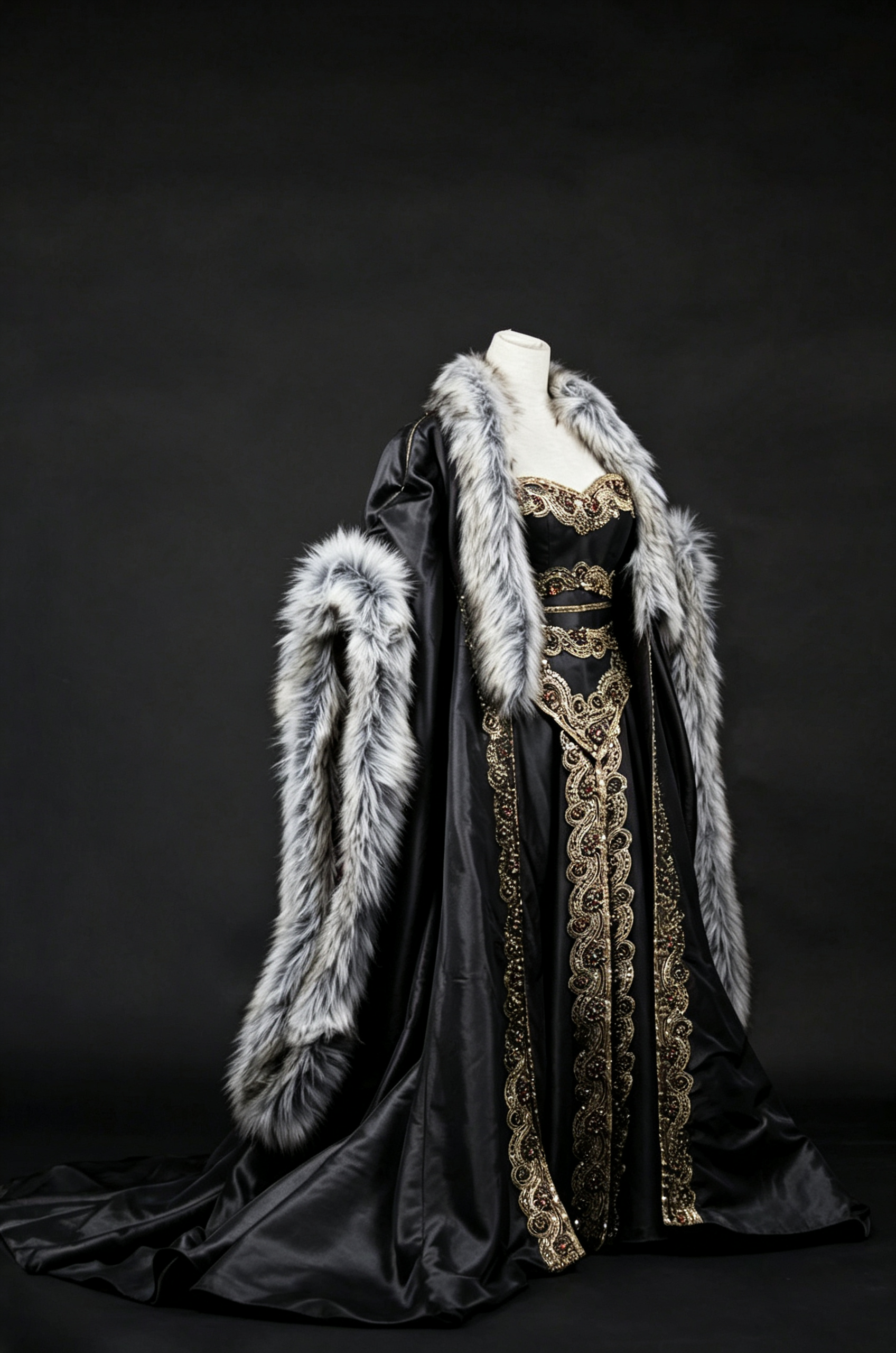 Dreamy dress Queen Gown With Fur Cloak