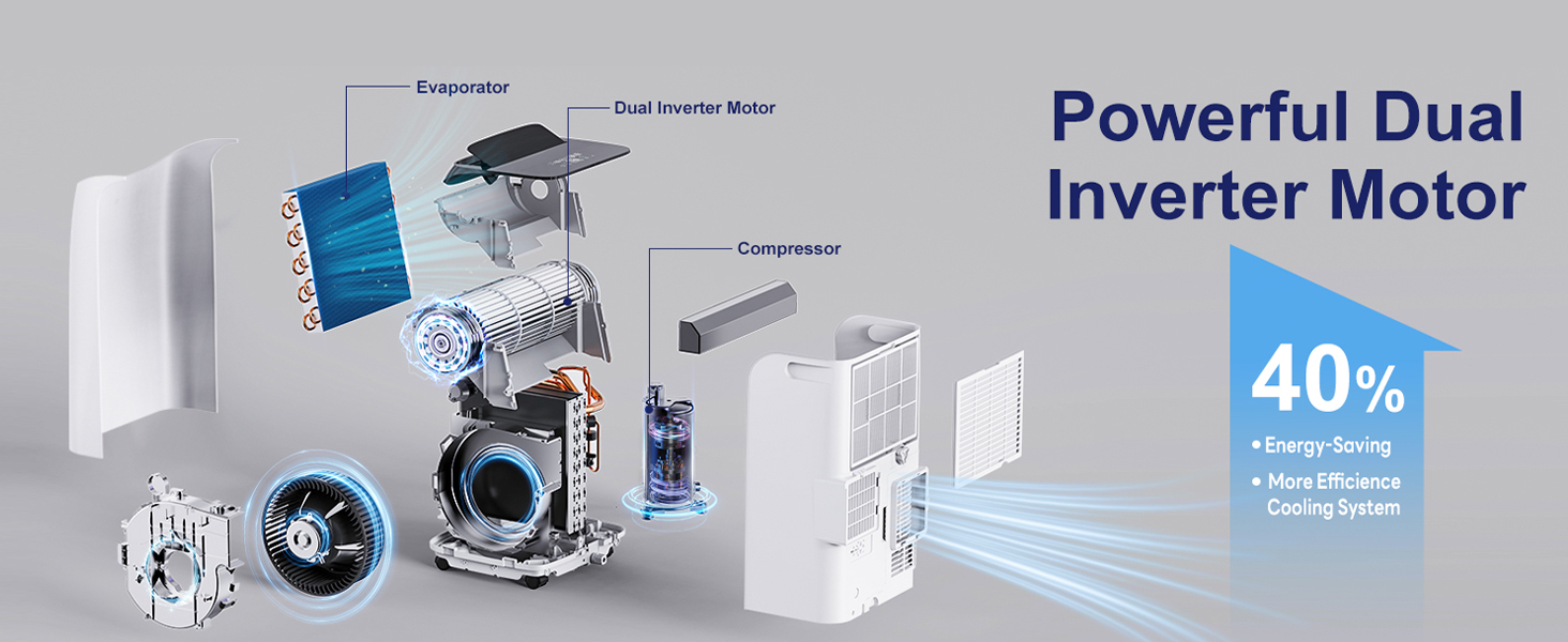 Inverter portable air conditioner keeping a modern living room comfortable