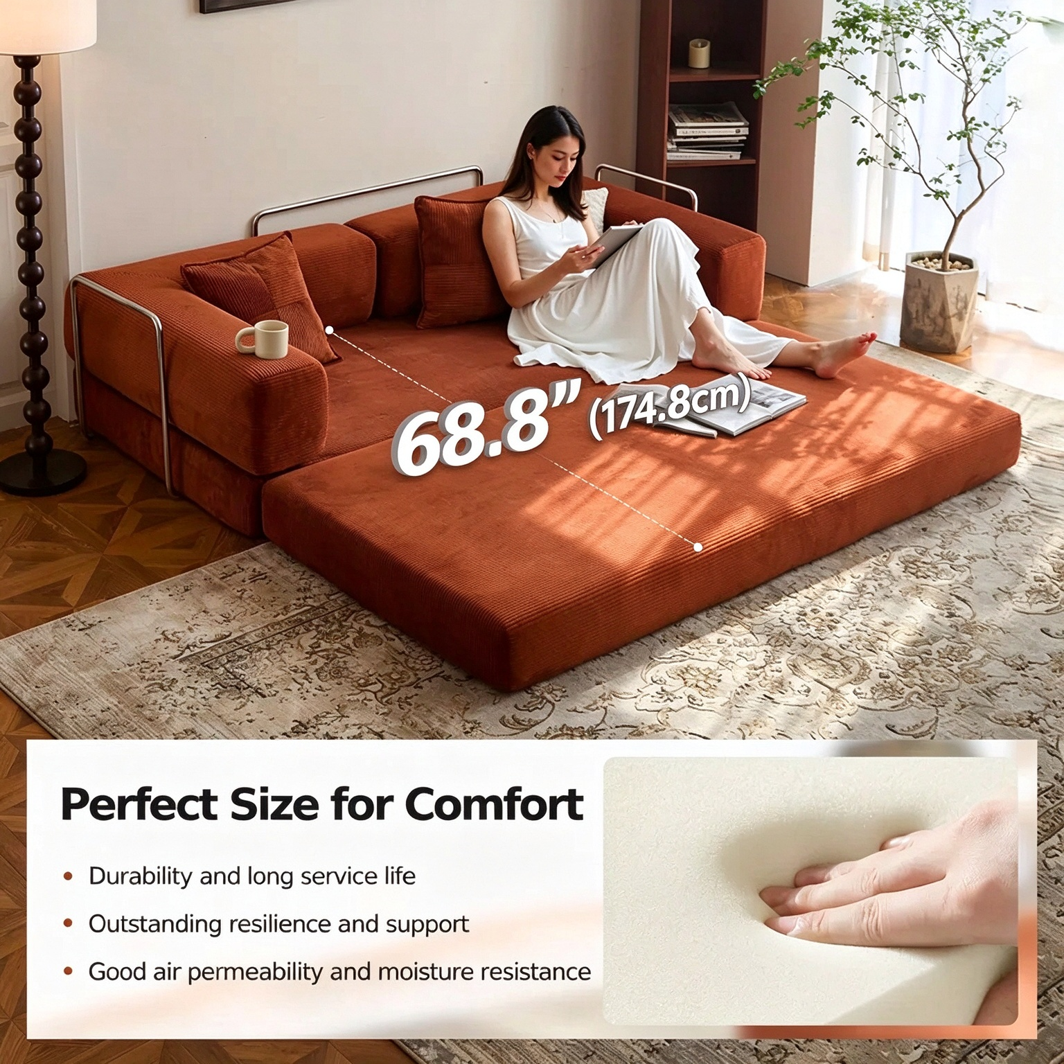 Multi-functional floor sofa in modern apartment living room
