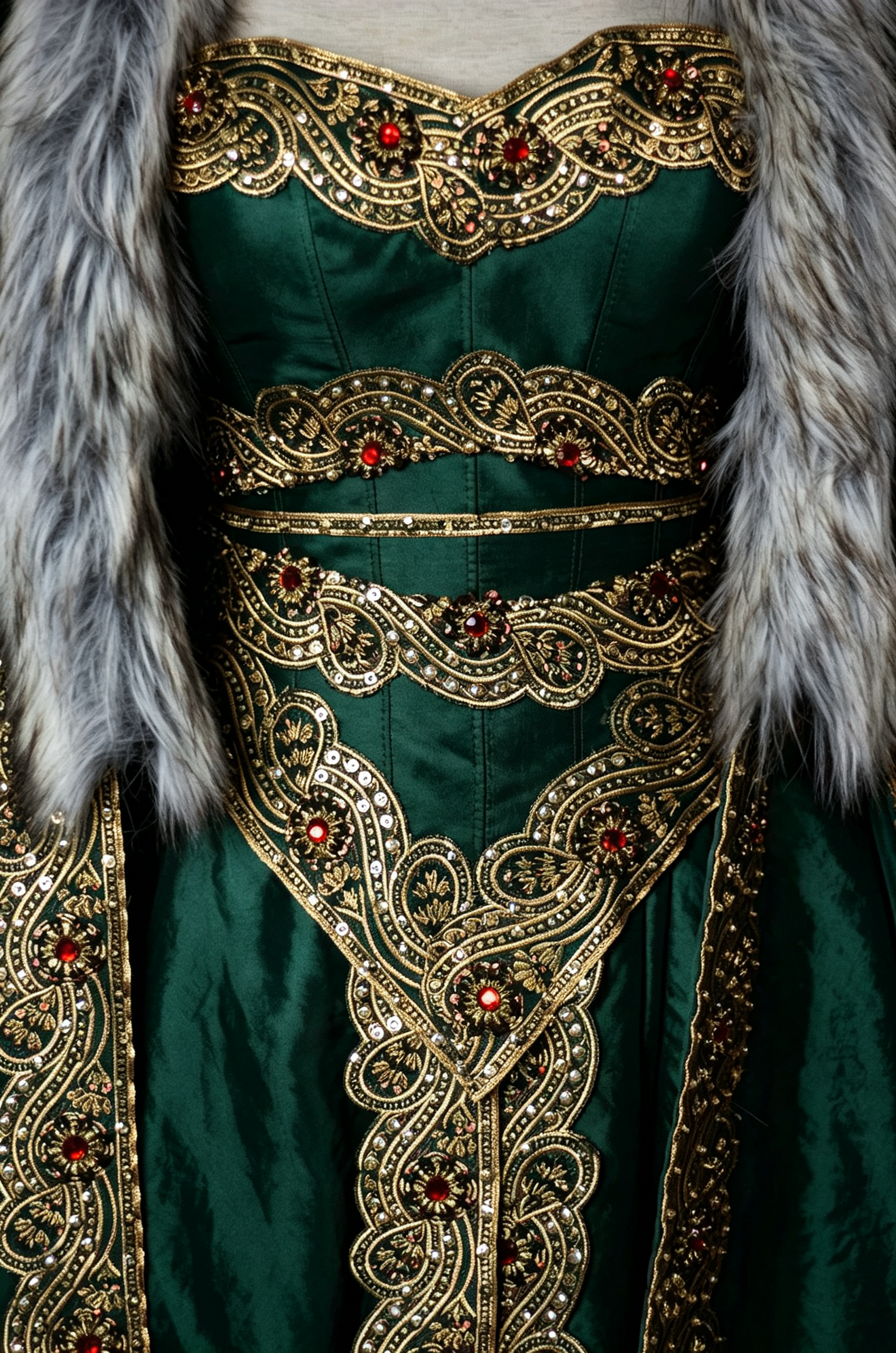 Dreamy dress Queen Gown With Fur Cloak
