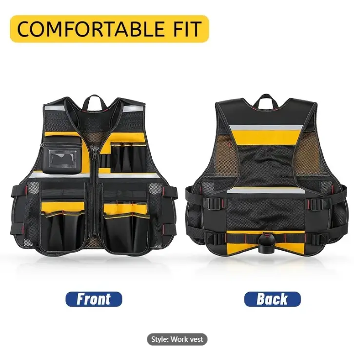 Free gift🎁Reflective Electrician's Work Vest - Multifunctional, Wear Resistant & Tool Bag - Construction Safety