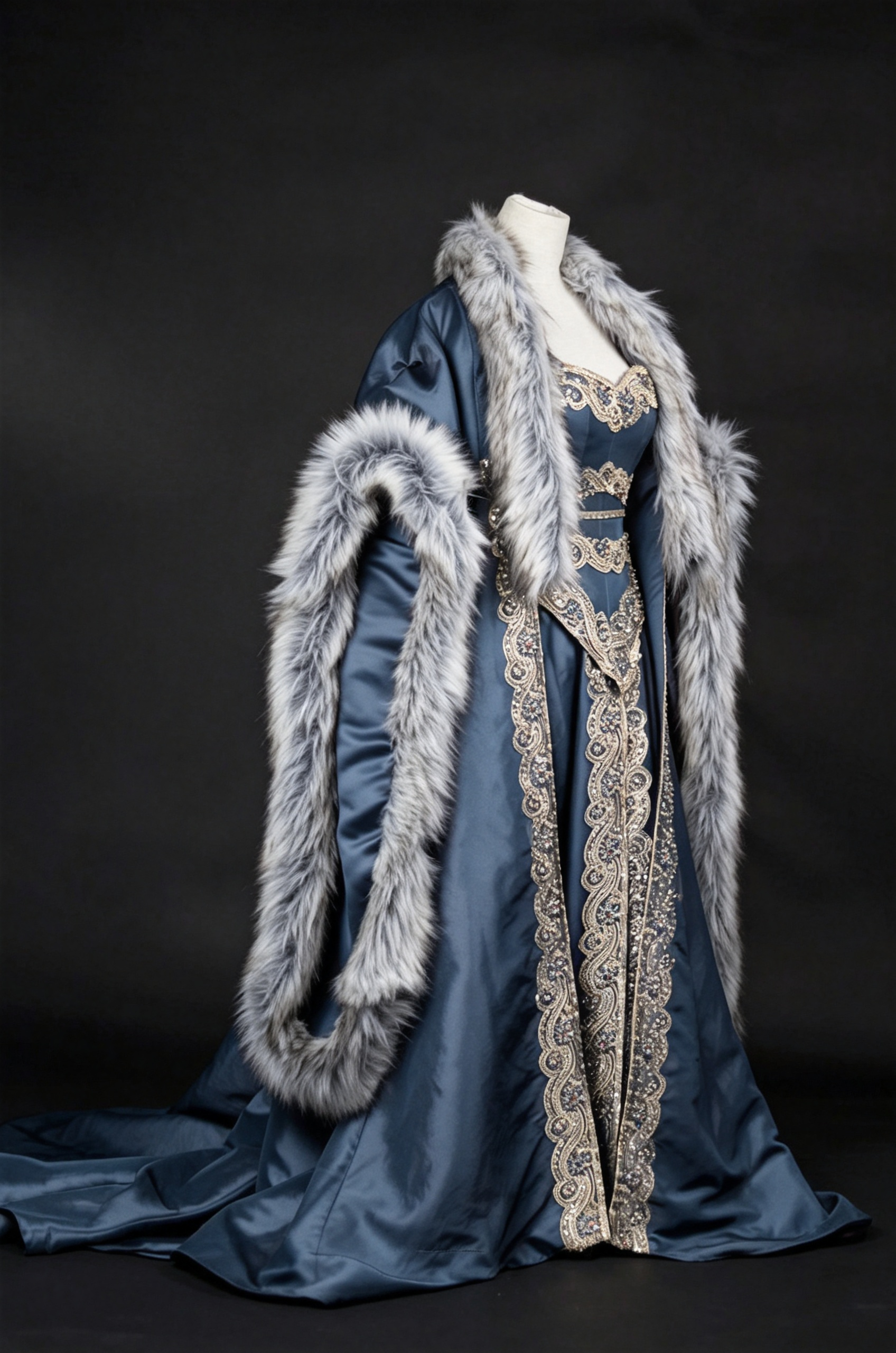 Dreamy dress Queen Gown With Fur Cloak