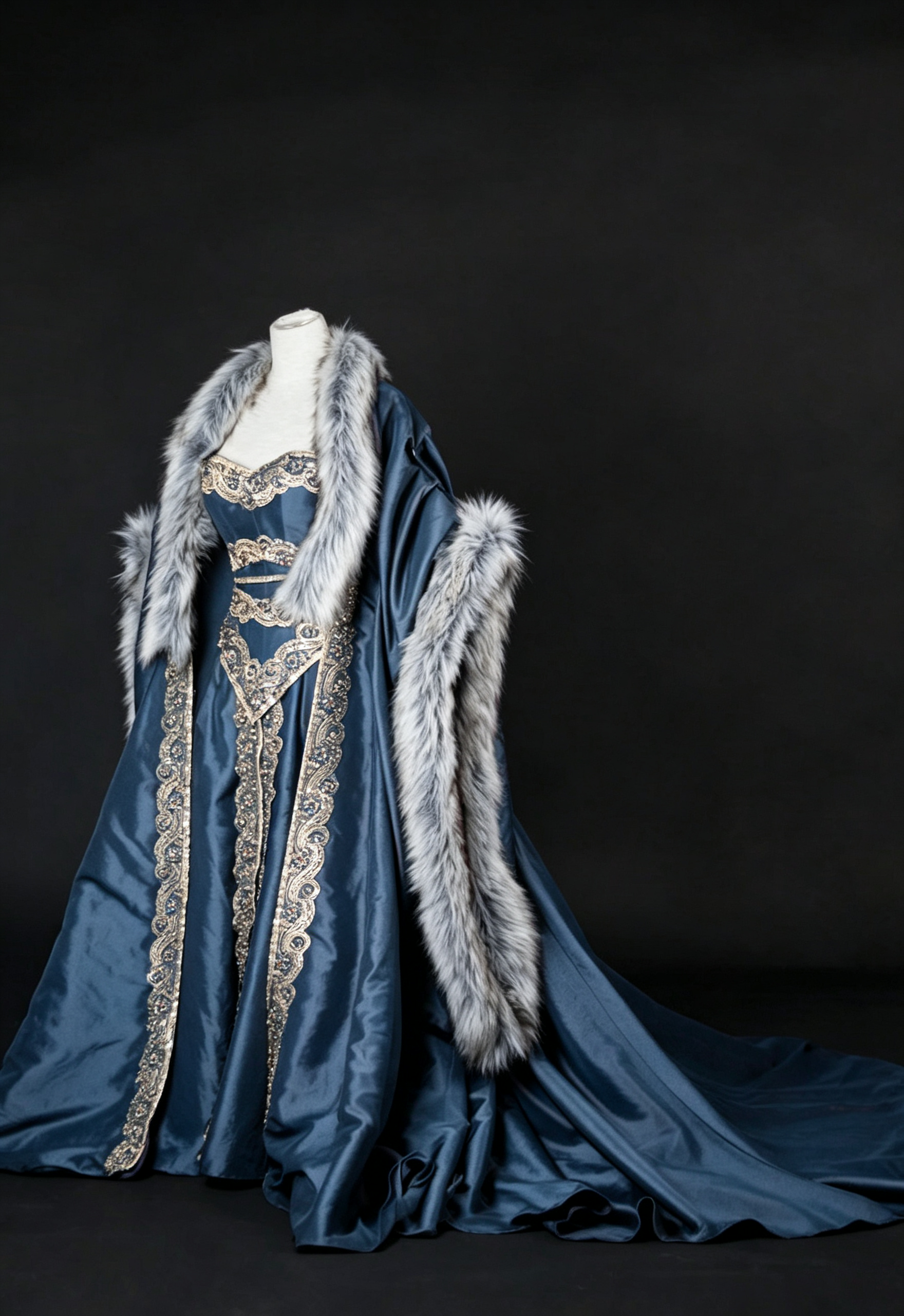 Dreamy dress Queen Gown With Fur Cloak