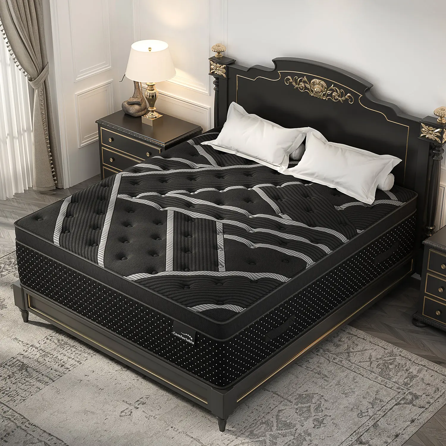 Gel Memory Foam Hybrid Mattress 12/14in Euro Top Medium-Firm