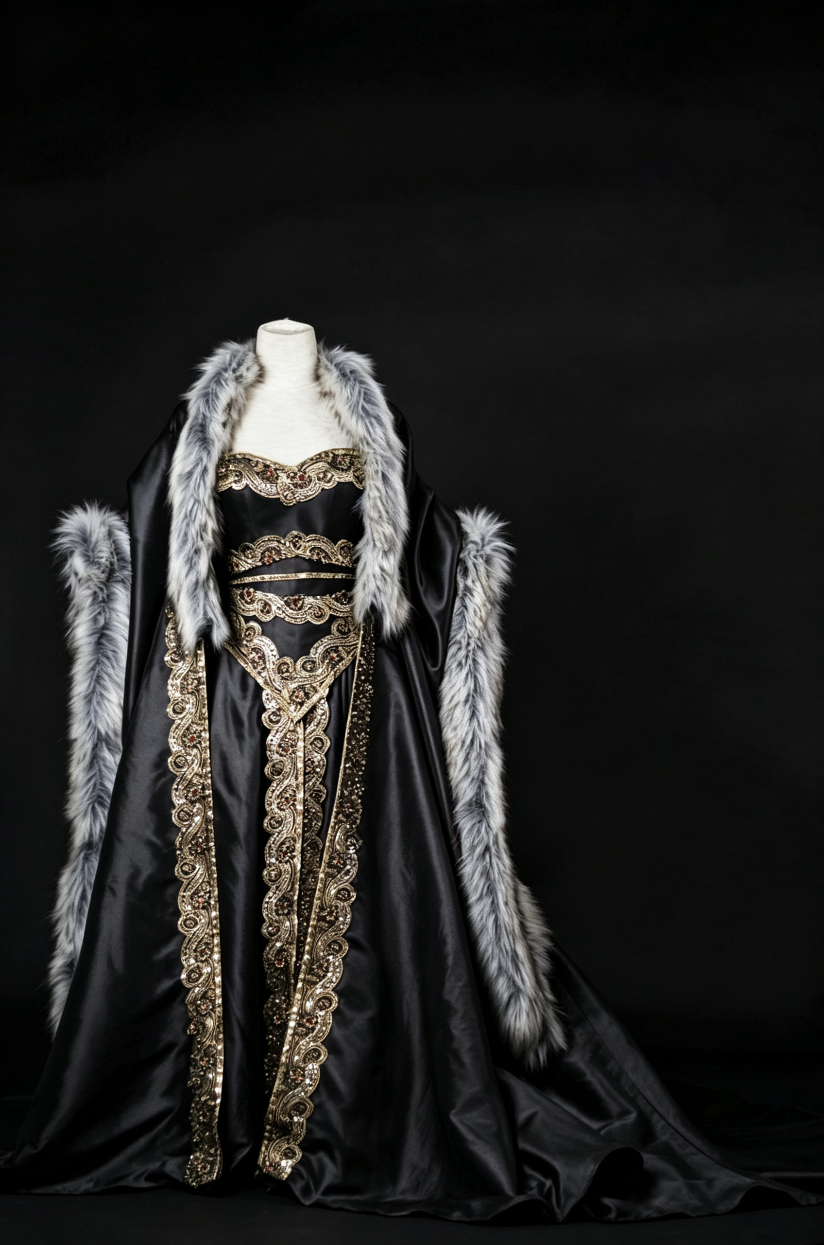 Dreamy dress Queen Gown With Fur Cloak