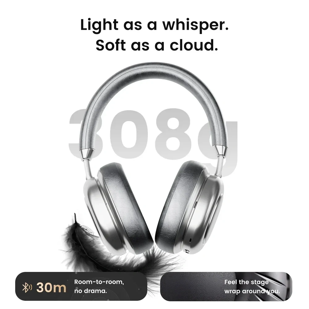 VWS (VISUAL WEARABLE STEREO)Wireless Over Ear Headphones Noise Cancelling OLED Touchscreen