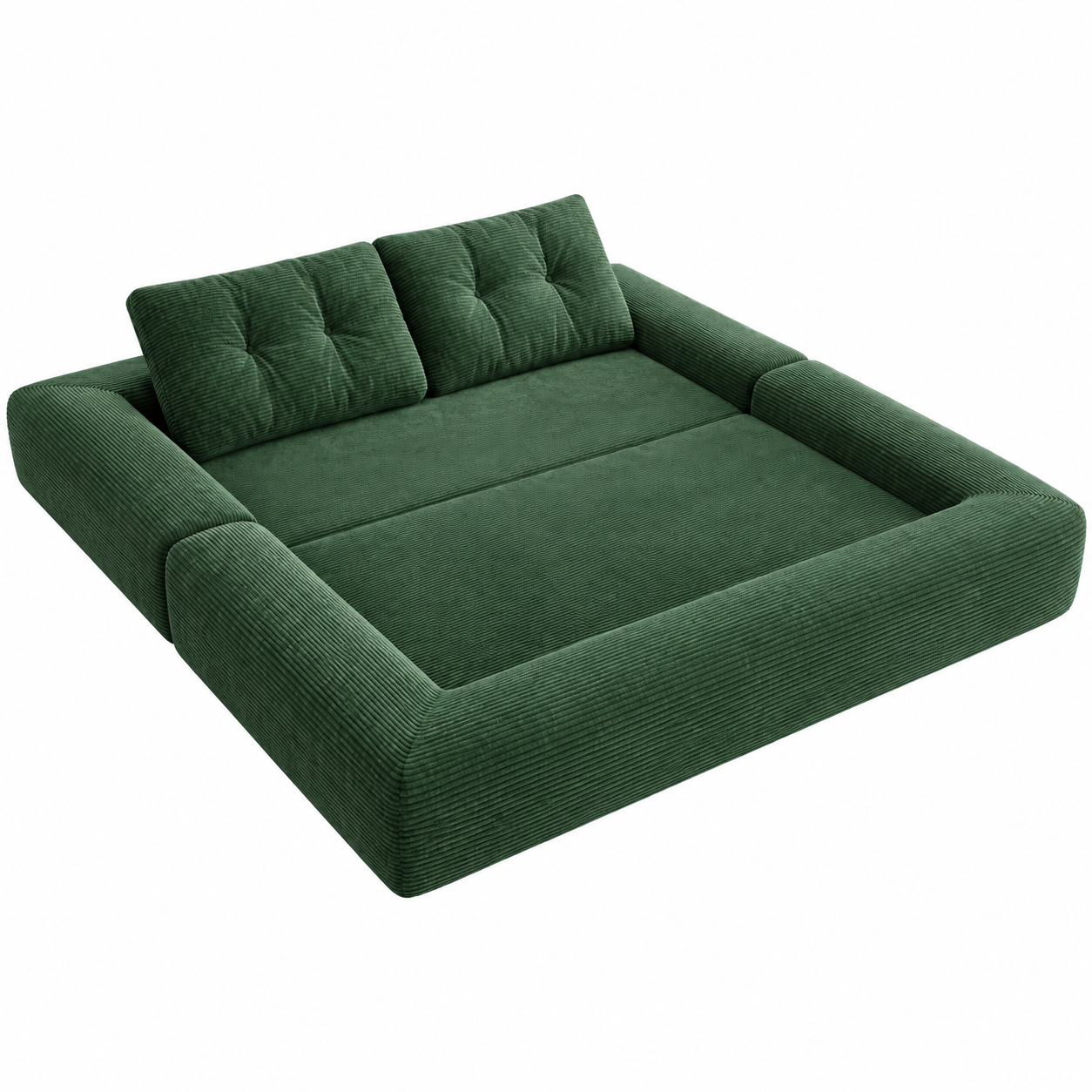 3-in-1 Convertible Sleeper Sofa Bed, Corduroy Folding Couch with Pillows, No Assembly Boneless Sofa