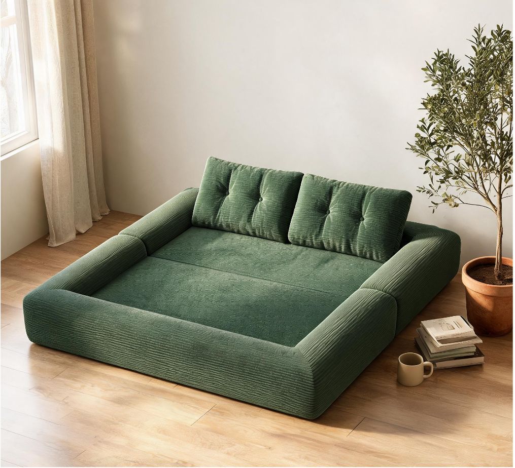 🔥Today's Special🔥3-in-1 Convertible Sleeper Sofa Bed, Corduroy Folding Couch with Pillows, No Assembly Boneless Sofa