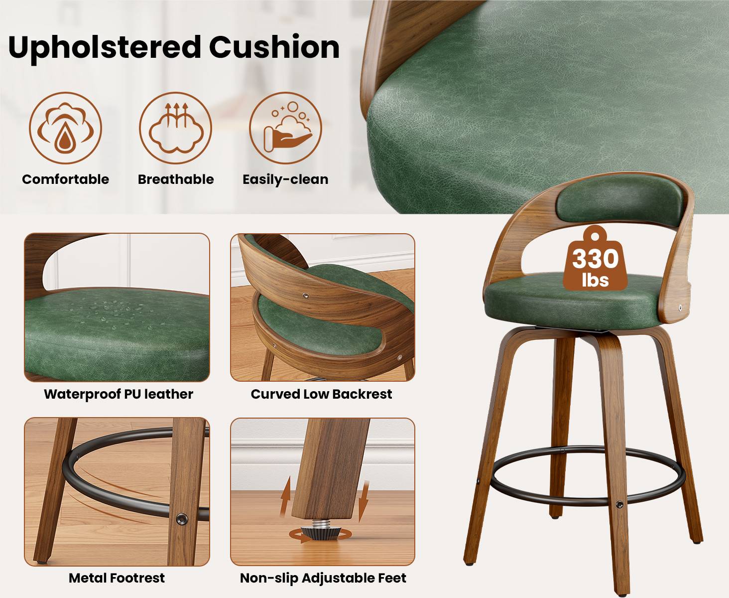 Comfortable bentwood kitchen bar stool