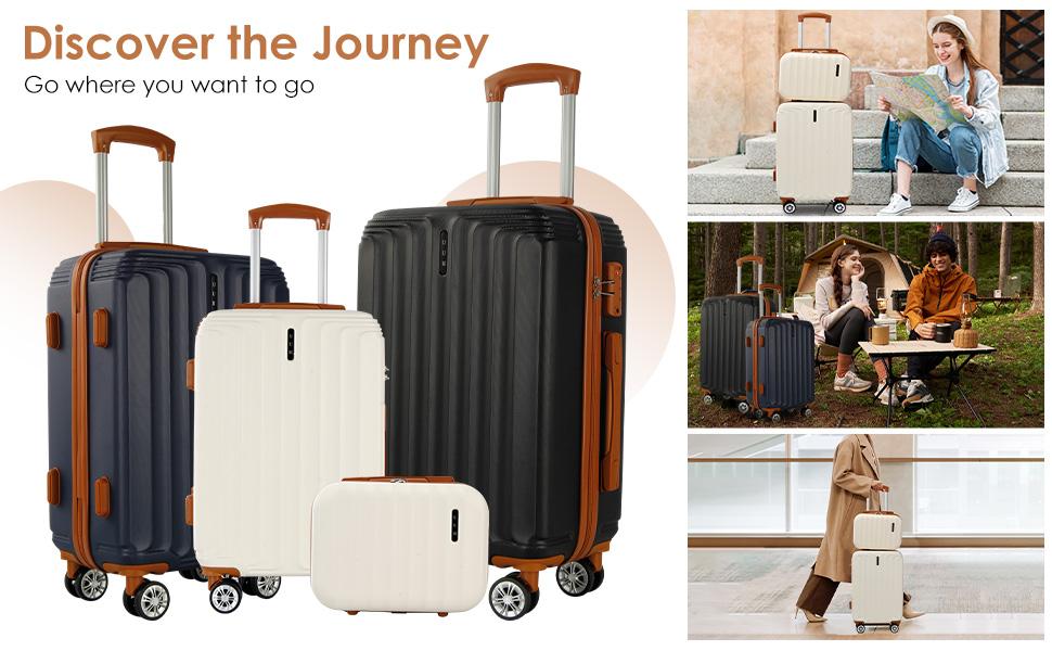 Large Capacity Multi-Piece Luggage Set, Scratch-Resistant Hard Shell Suitcase with TSA Lock for Outdoor Travel