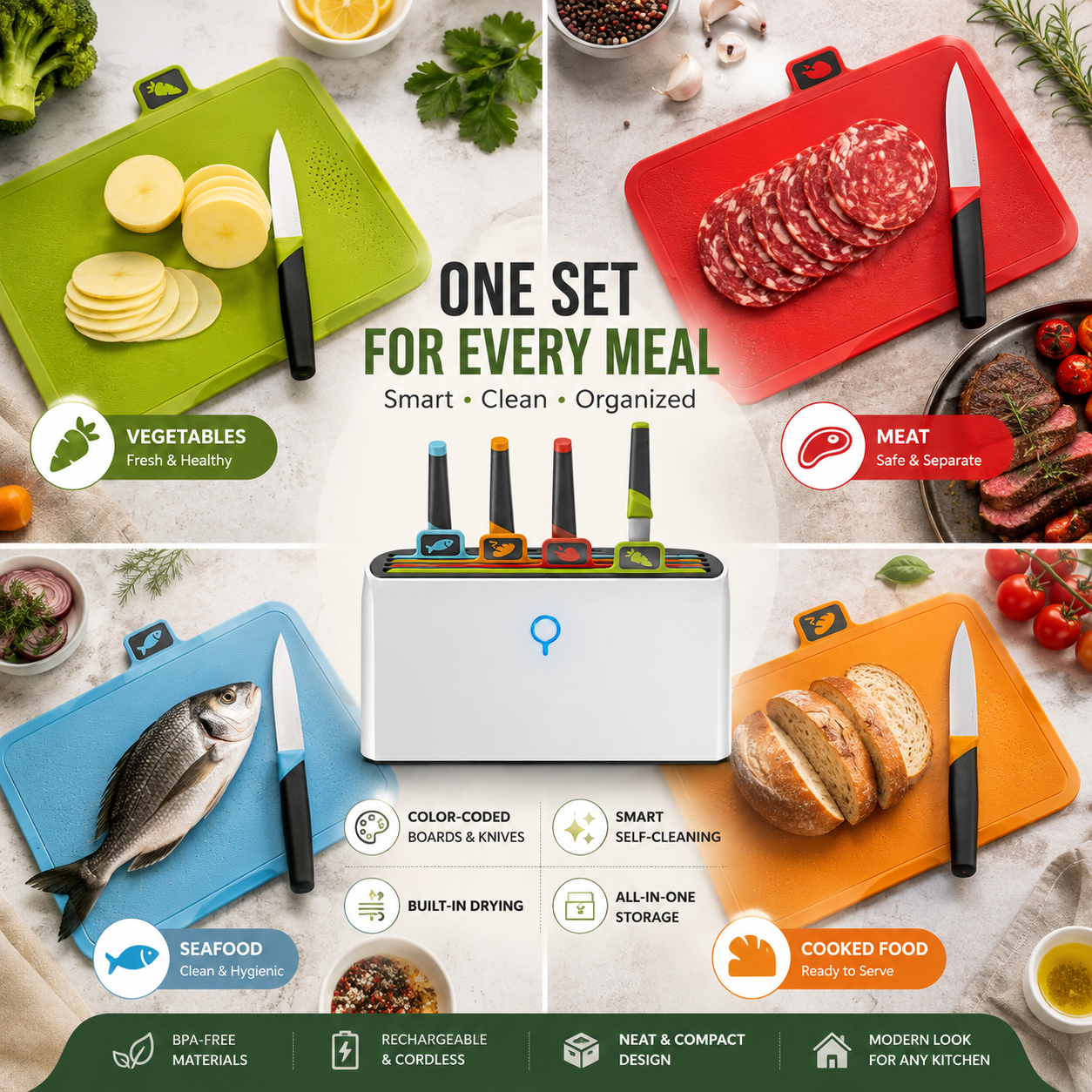 Smart Knife and Cutting Board Set
