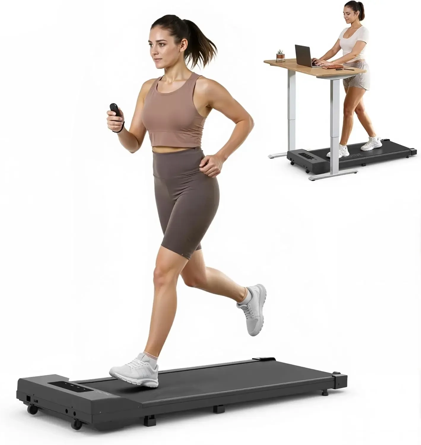 Tousains 2 in 1 Under Desk Treadmill - Portable & Quiet