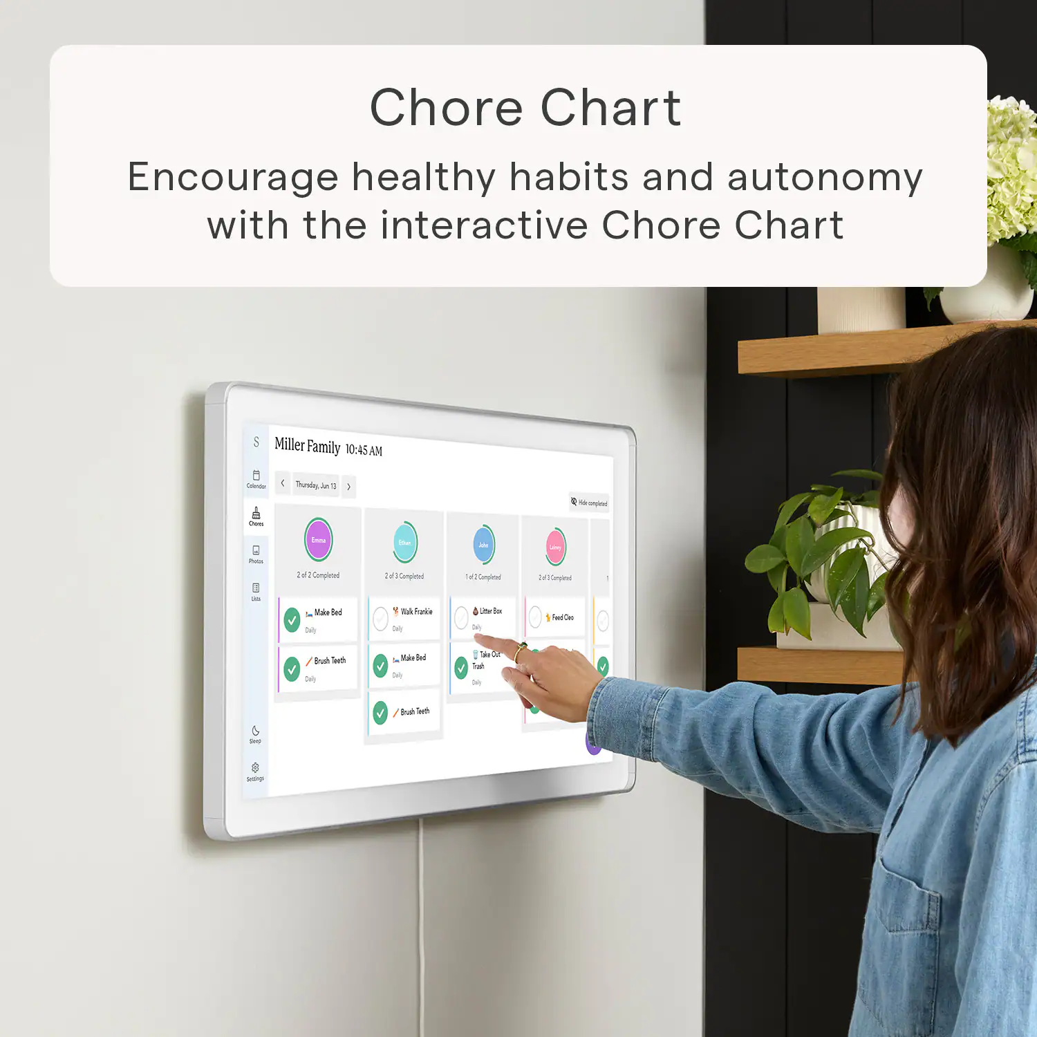 Color coding feature on smart calendar assigning each family member their own color for easy schedule identification