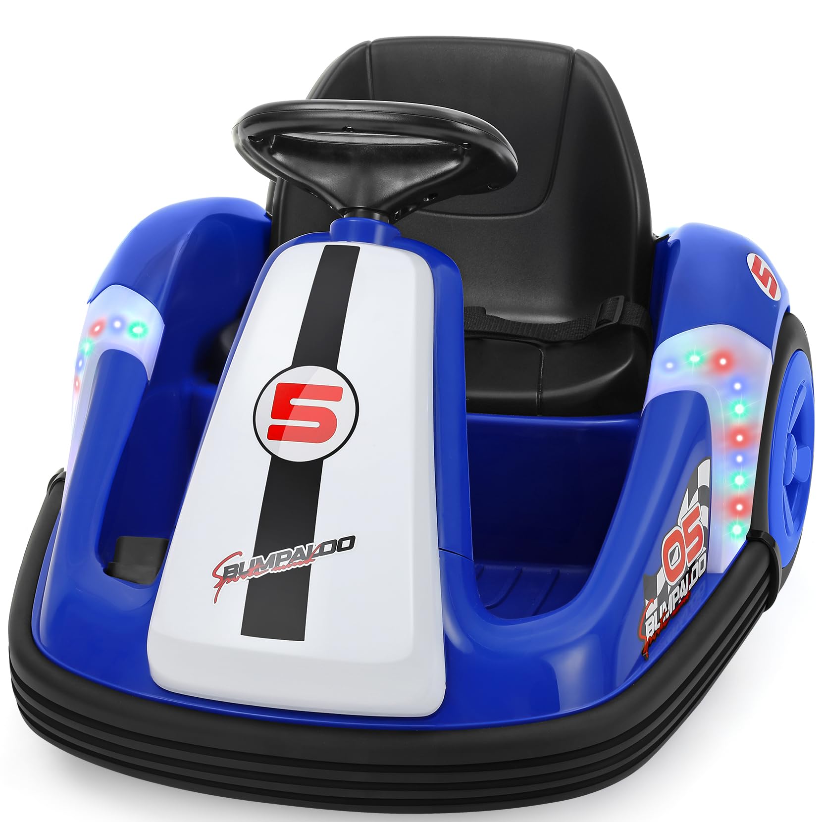 Kids Bumper Car with Big Wheel, 2.2 Mph Max, 12V Toddler Bumper Cars with Remote, Baby Bumping Toy Car with DIY Stickers, Music, Bluetooth,360 Degree-Spin,LED Lights