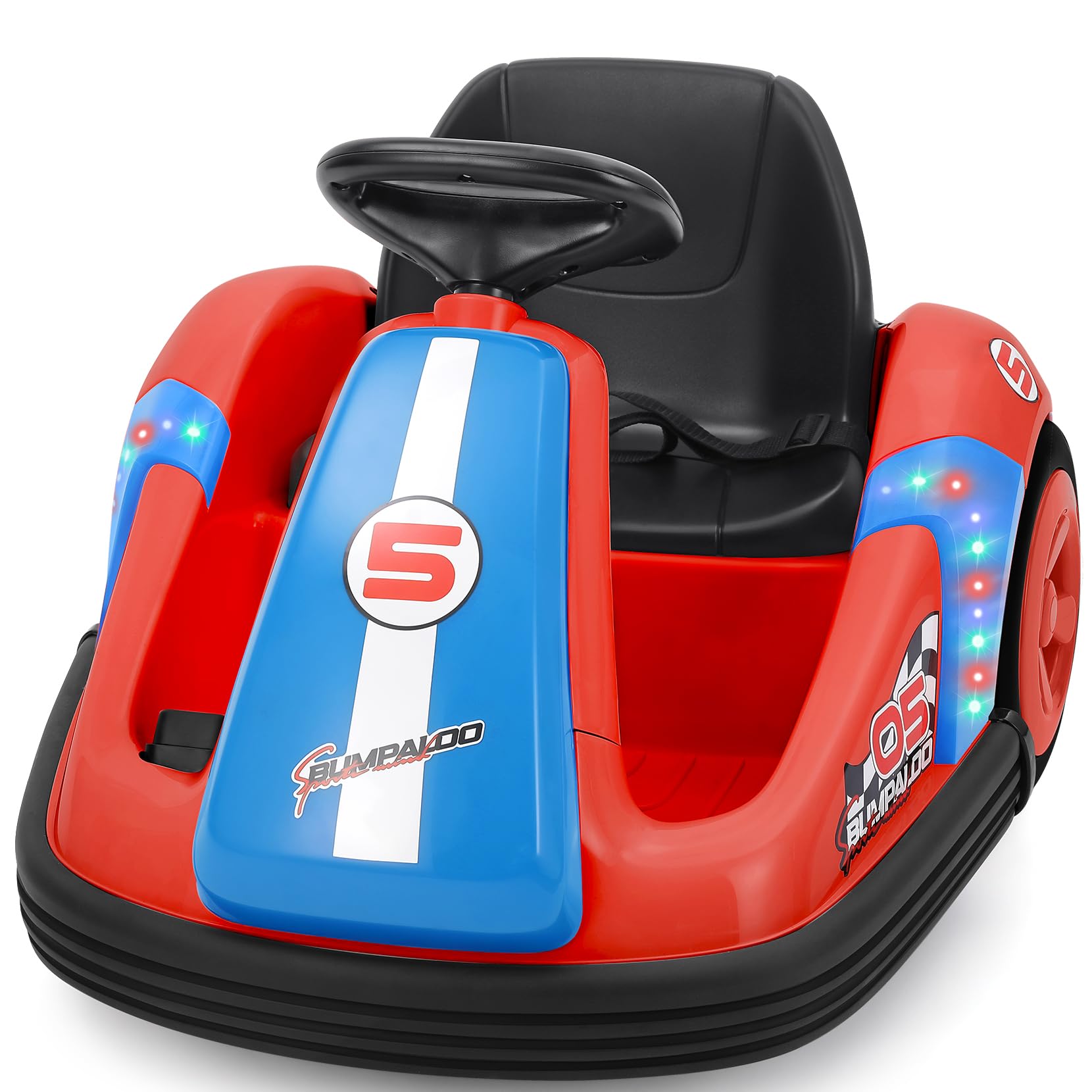 Kids Bumper Car with Big Wheel, 2.2 Mph Max, 12V Toddler Bumper Cars with Remote, Baby Bumping Toy Car with DIY Stickers, Music, Bluetooth,360 Degree-Spin,LED Lights