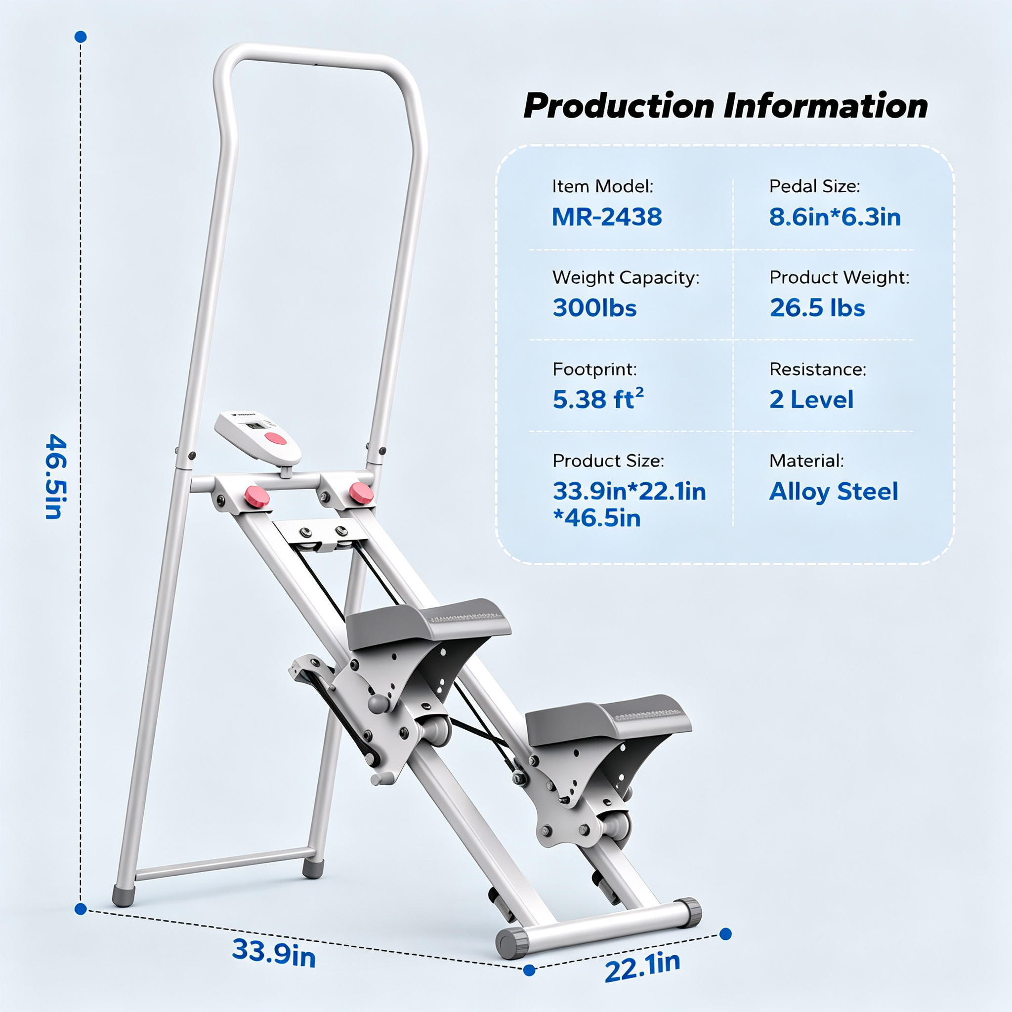 Stair Stepper with Adjustable Resistance, Foldable Stair Climber