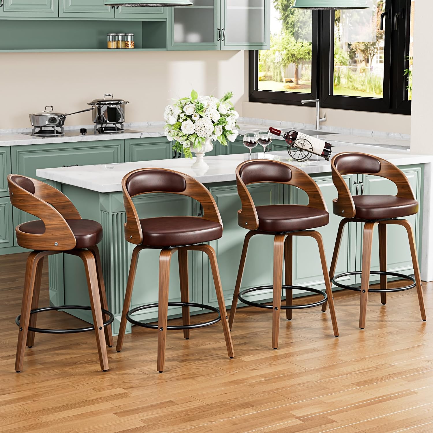 Bar Stools Set of 4, 26" Bentwood Counter Height Barstools