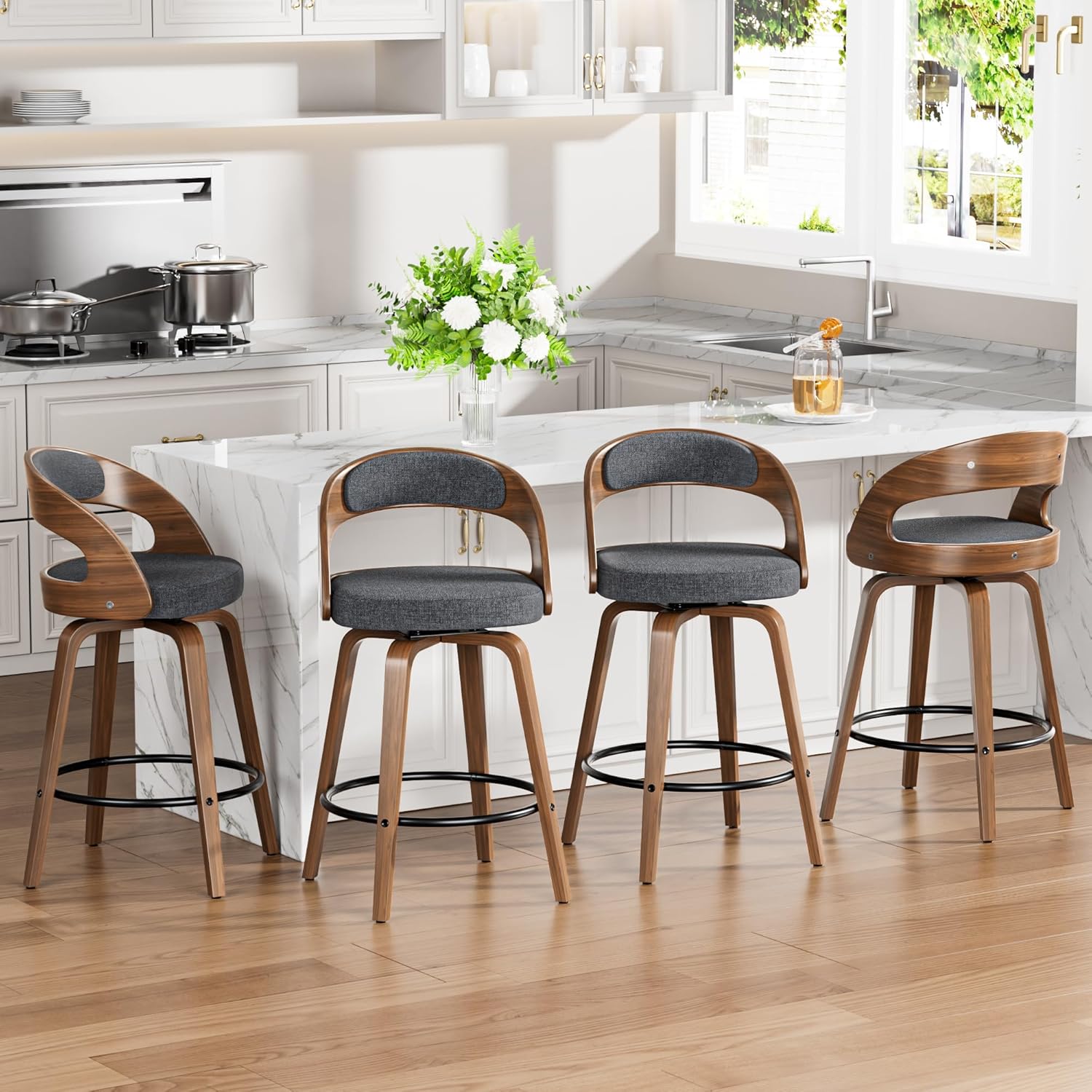 Bar Stools Set of 4, 26" Bentwood Counter Height Barstools