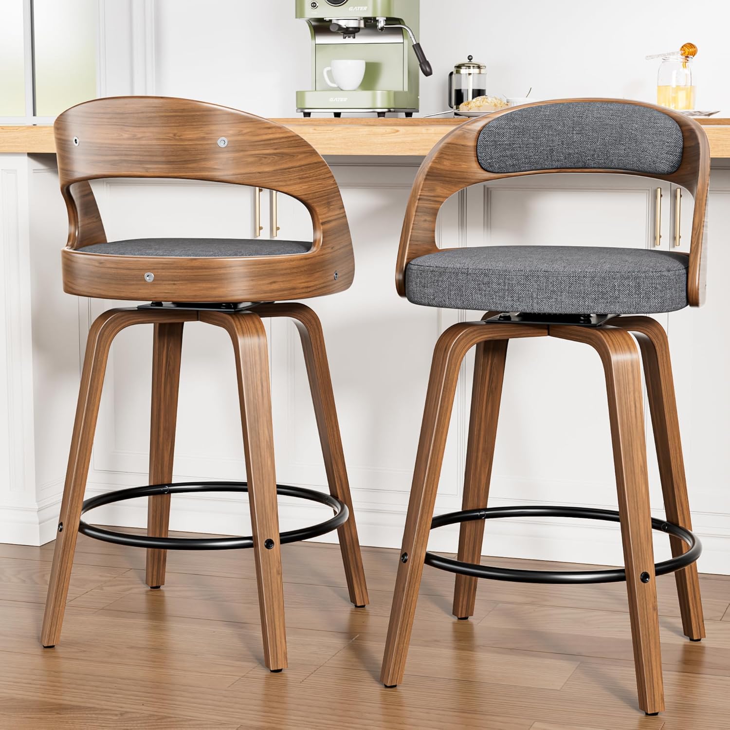 Bar Stools Set of 4, 26" Bentwood Counter Height Barstools