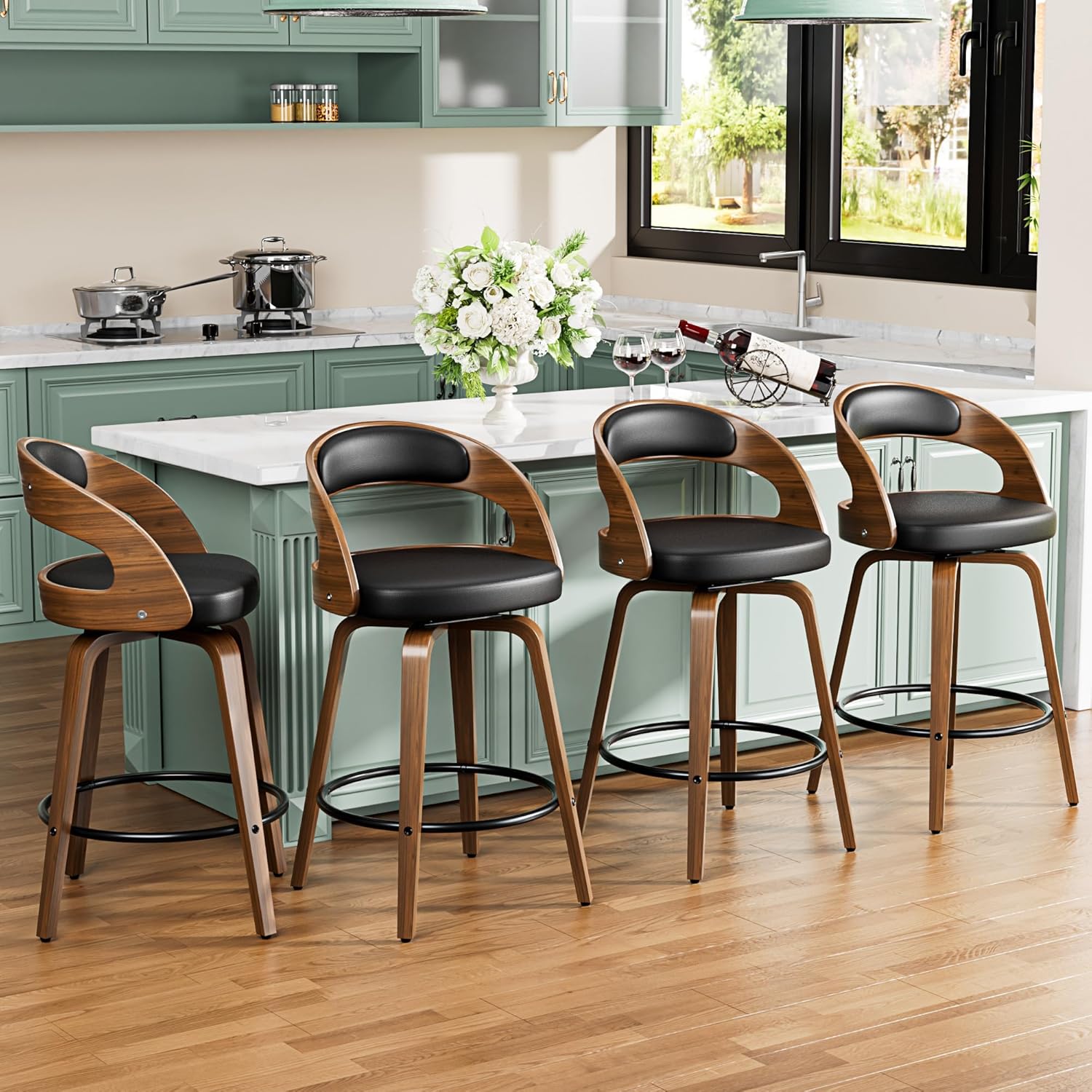 Bar Stools Set of 4, 26" Bentwood Counter Height Barstools