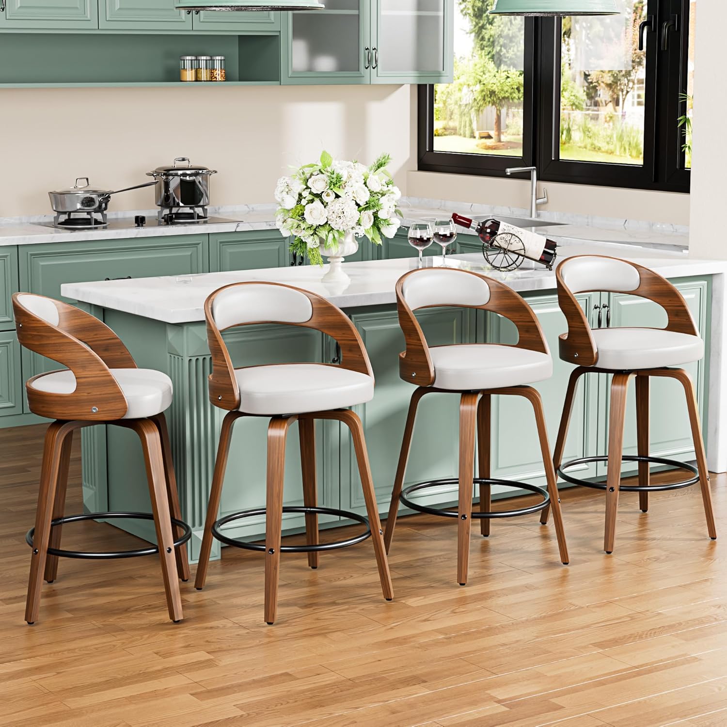 Bar Stools Set of 4, 26" Bentwood Counter Height Barstools
