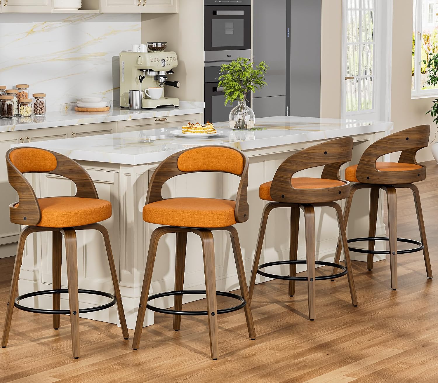 Bar Stools Set of 4, 26" Bentwood Counter Height Barstools