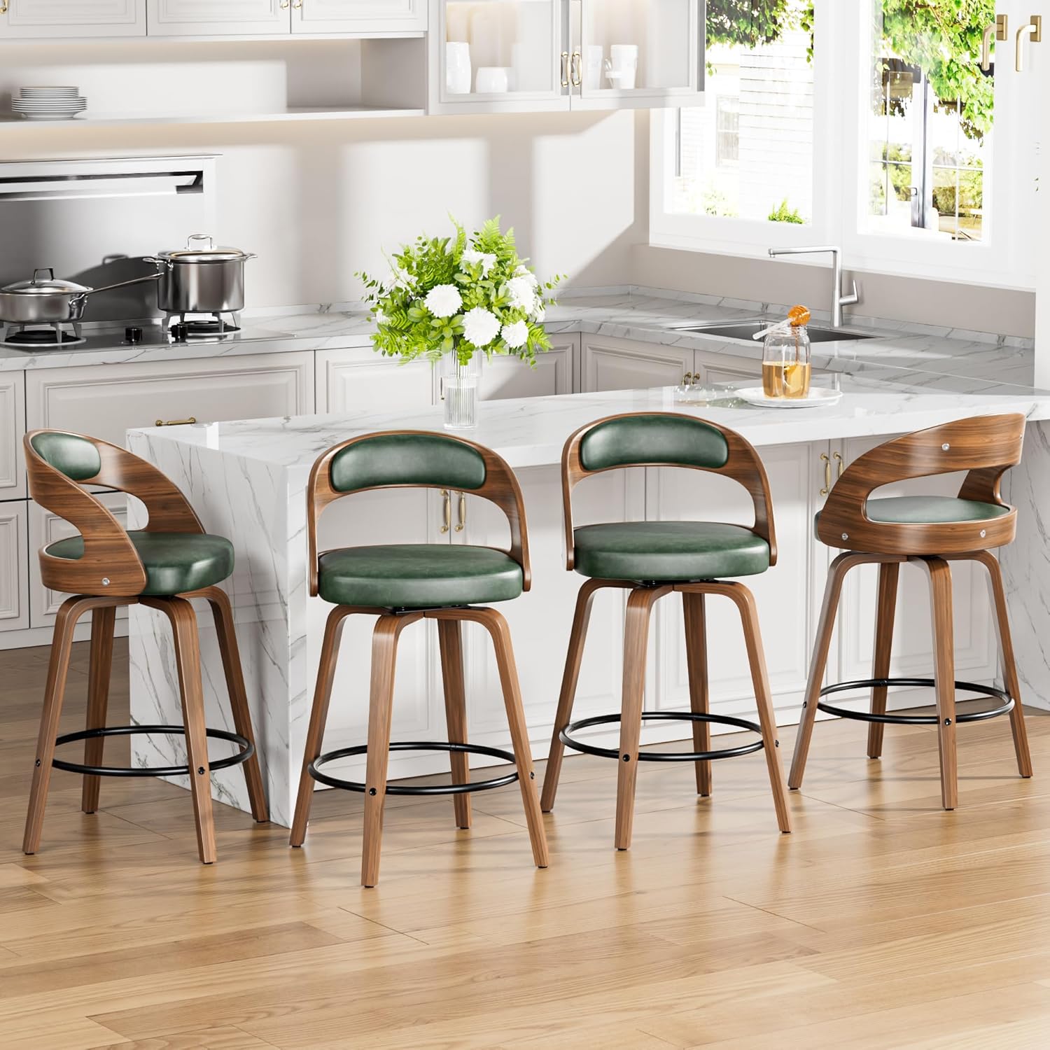 Bar Stools Set of 4, 26" Bentwood Counter Height Barstools