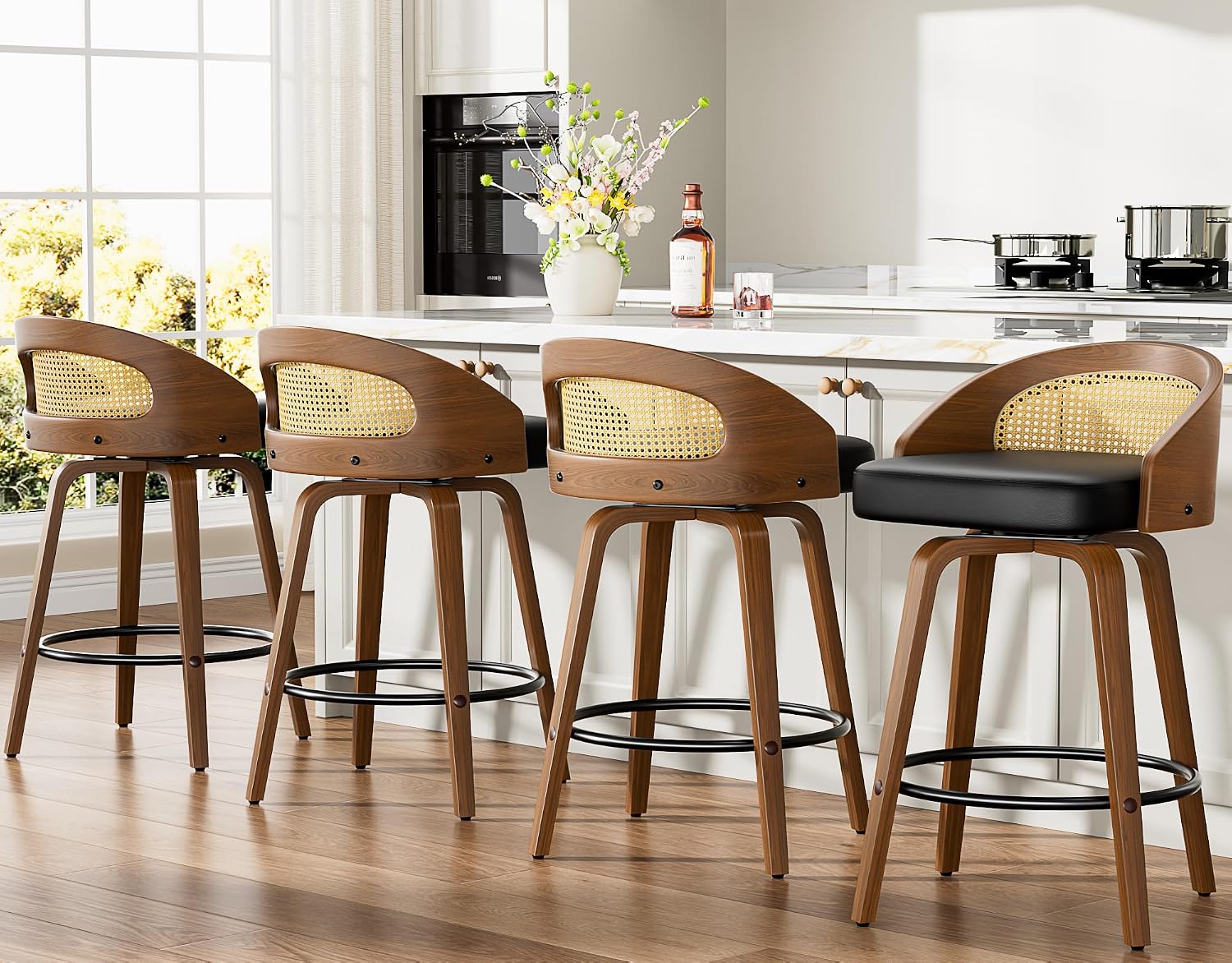 Bar Stools Set of 4, 26" Bentwood Counter Height Barstools