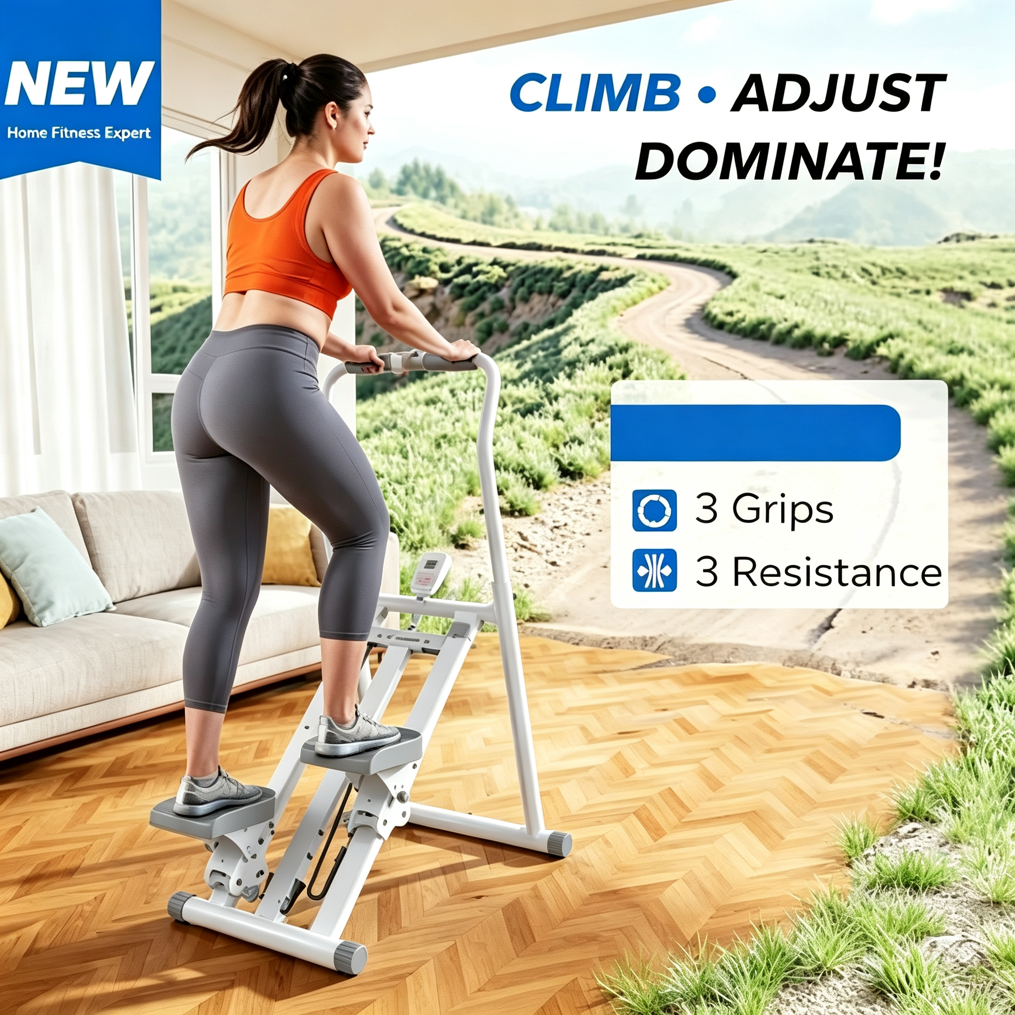 Stair Stepper with Adjustable Resistance, Foldable Stair Climber