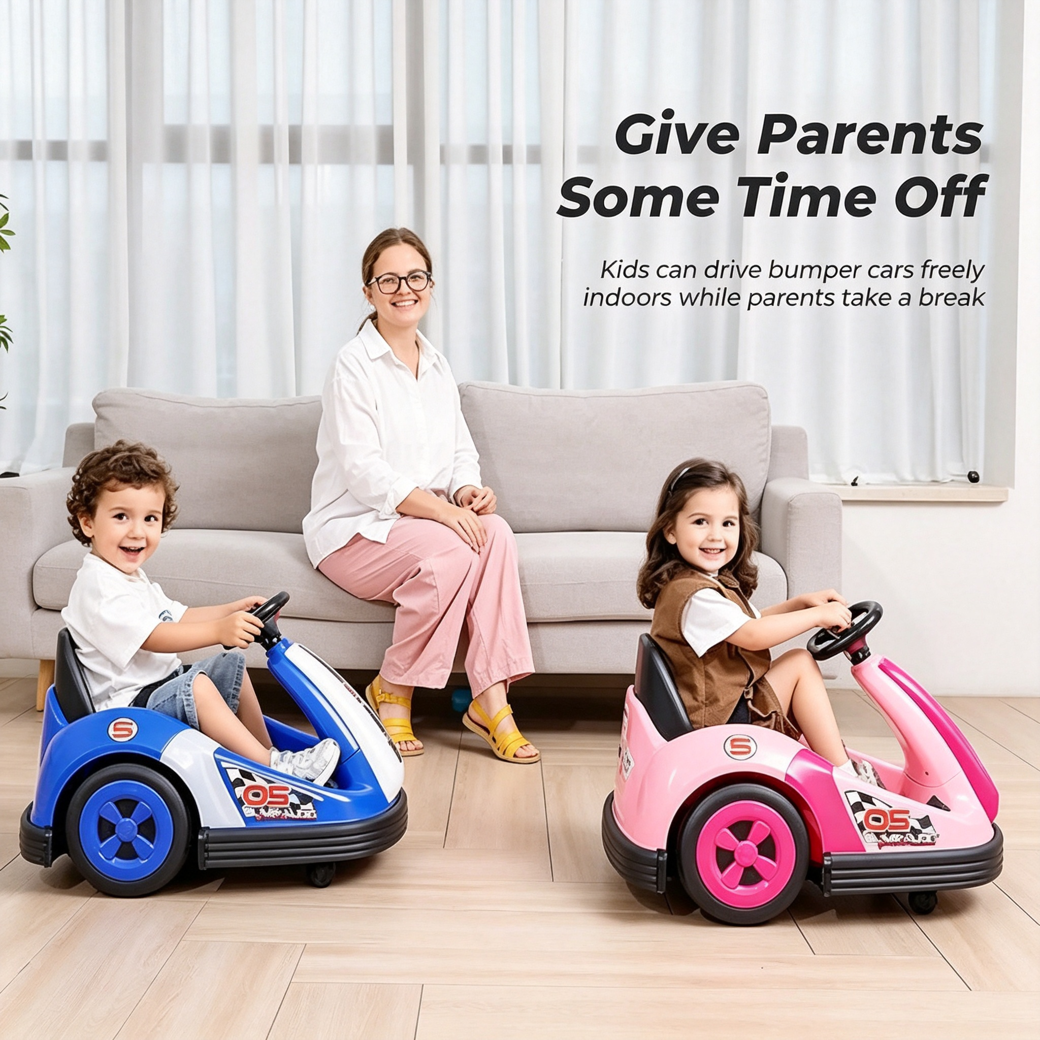 Kids Bumper Car with Big Wheel, 2.2 Mph Max, 12V Toddler Bumper Cars with Remote, Baby Bumping Toy Car with DIY Stickers, Music, Bluetooth,360 Degree-Spin,LED Lights